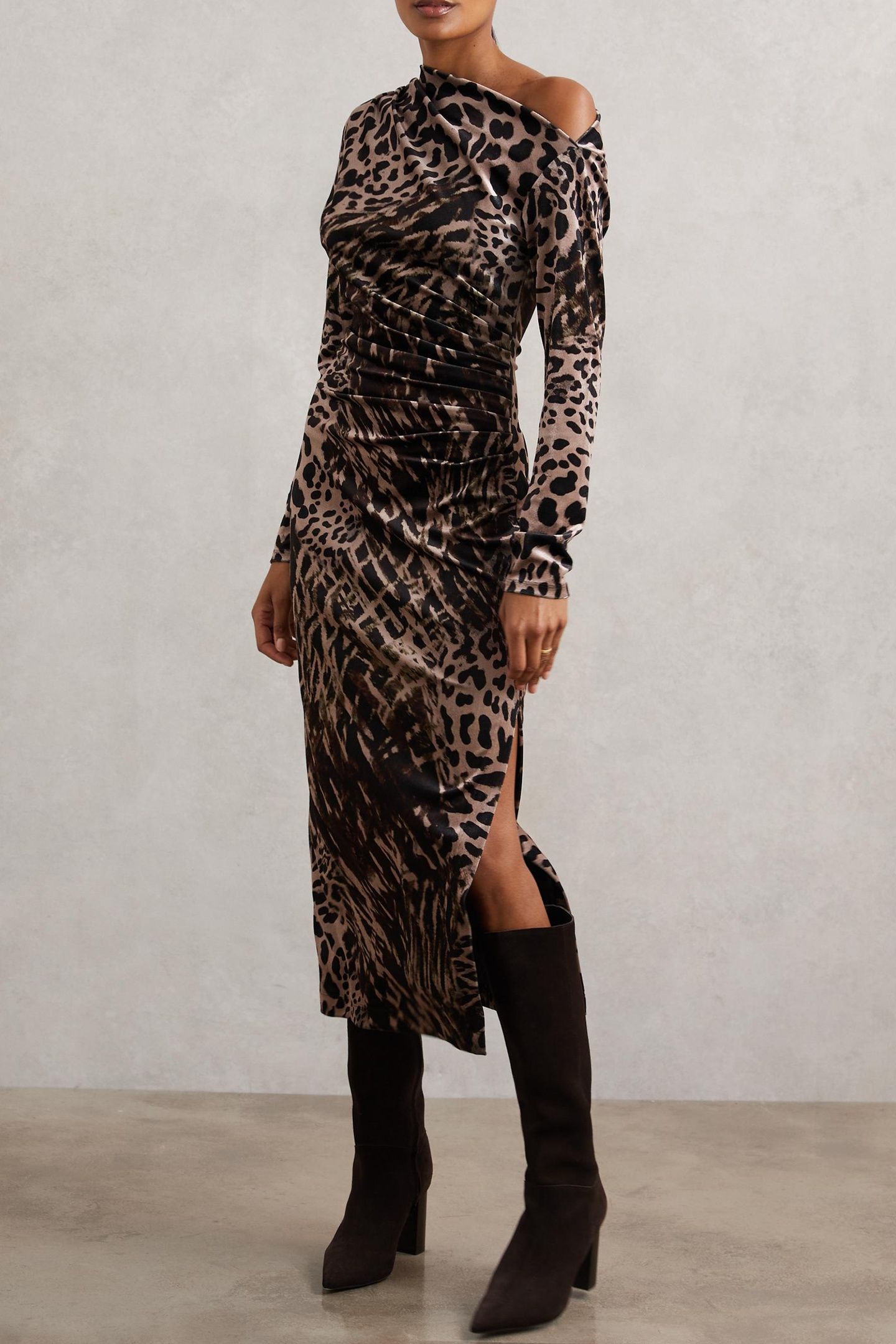 PRINTED VELVET BLACK/BROWN 1