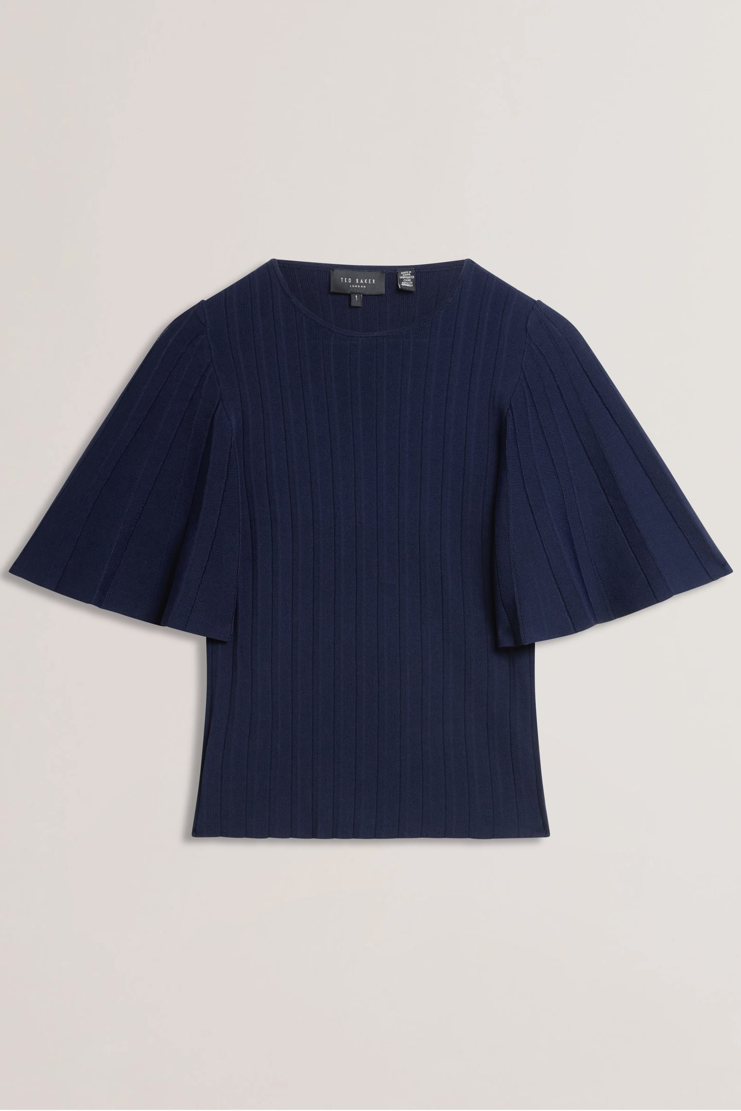 IIVANNA CREW NECK FLUTED SLEEVE KNIT NAVY 3