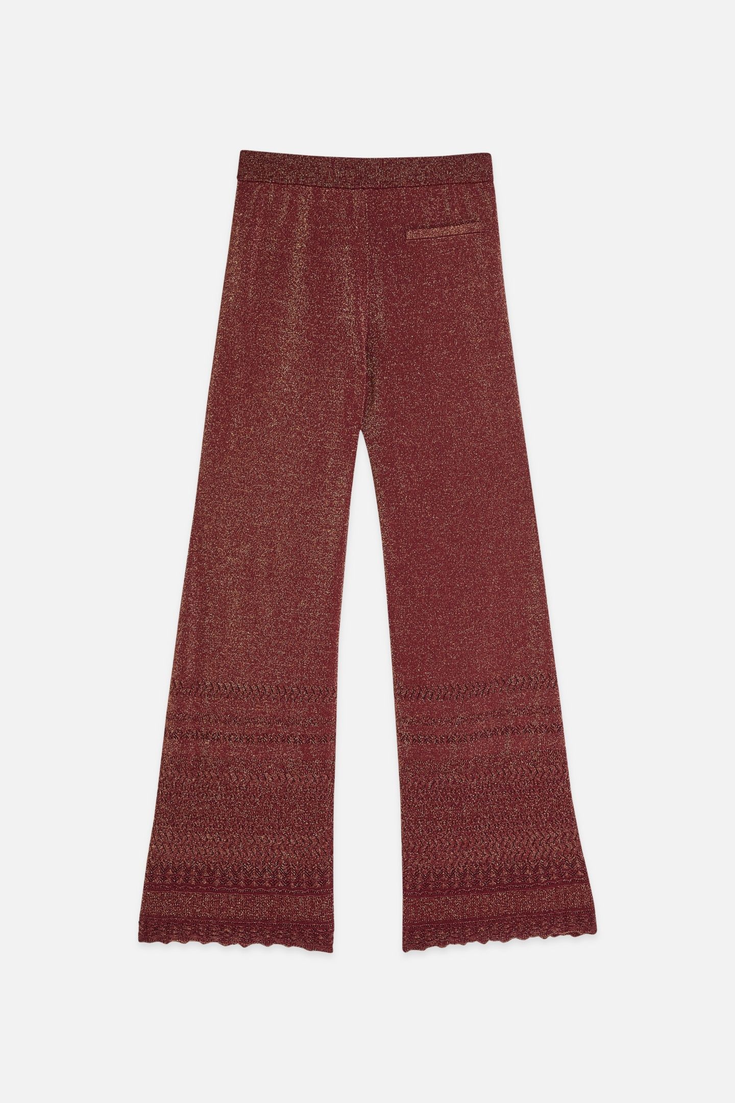 METALLIC POINTELLE KNITTED TROUSERS BURNT HENNA 5