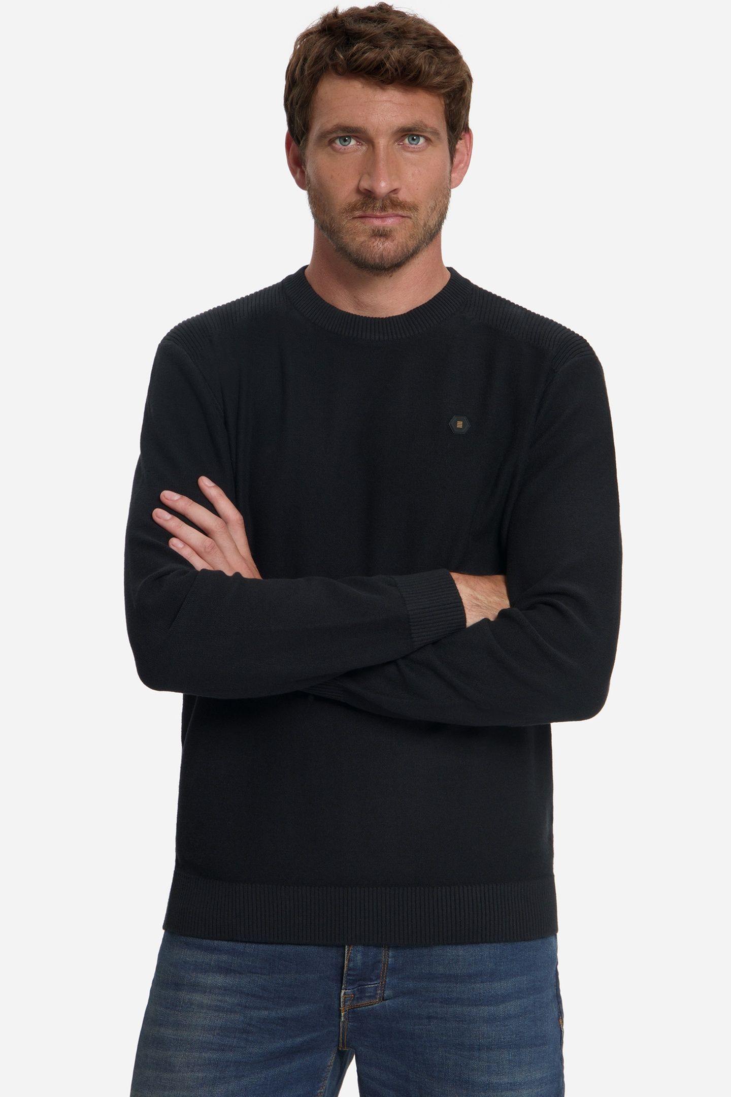PULLOVER CREWNECK SHOULDER DETAIL BLACK 6