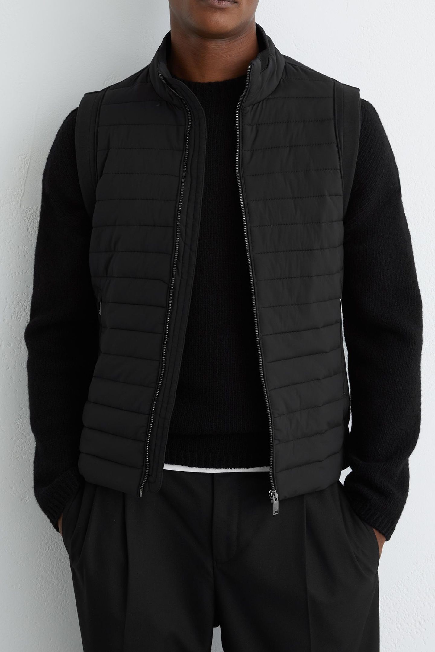 LS ZIP THROUGH GILET BLACK 2
