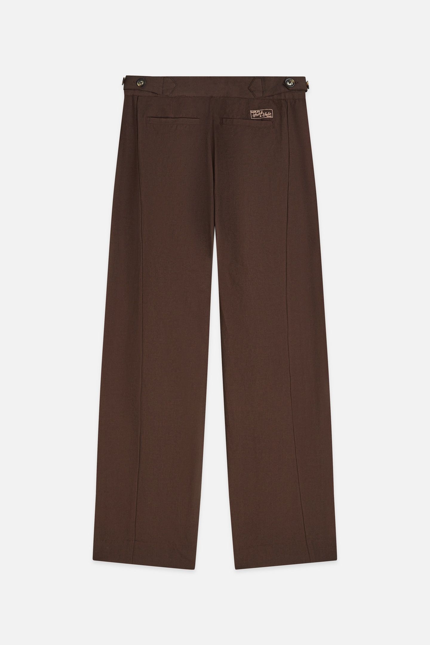 QUINN - MID RISE WIDE LEG LINEN COTTON PANTS HOT FUDGE 2