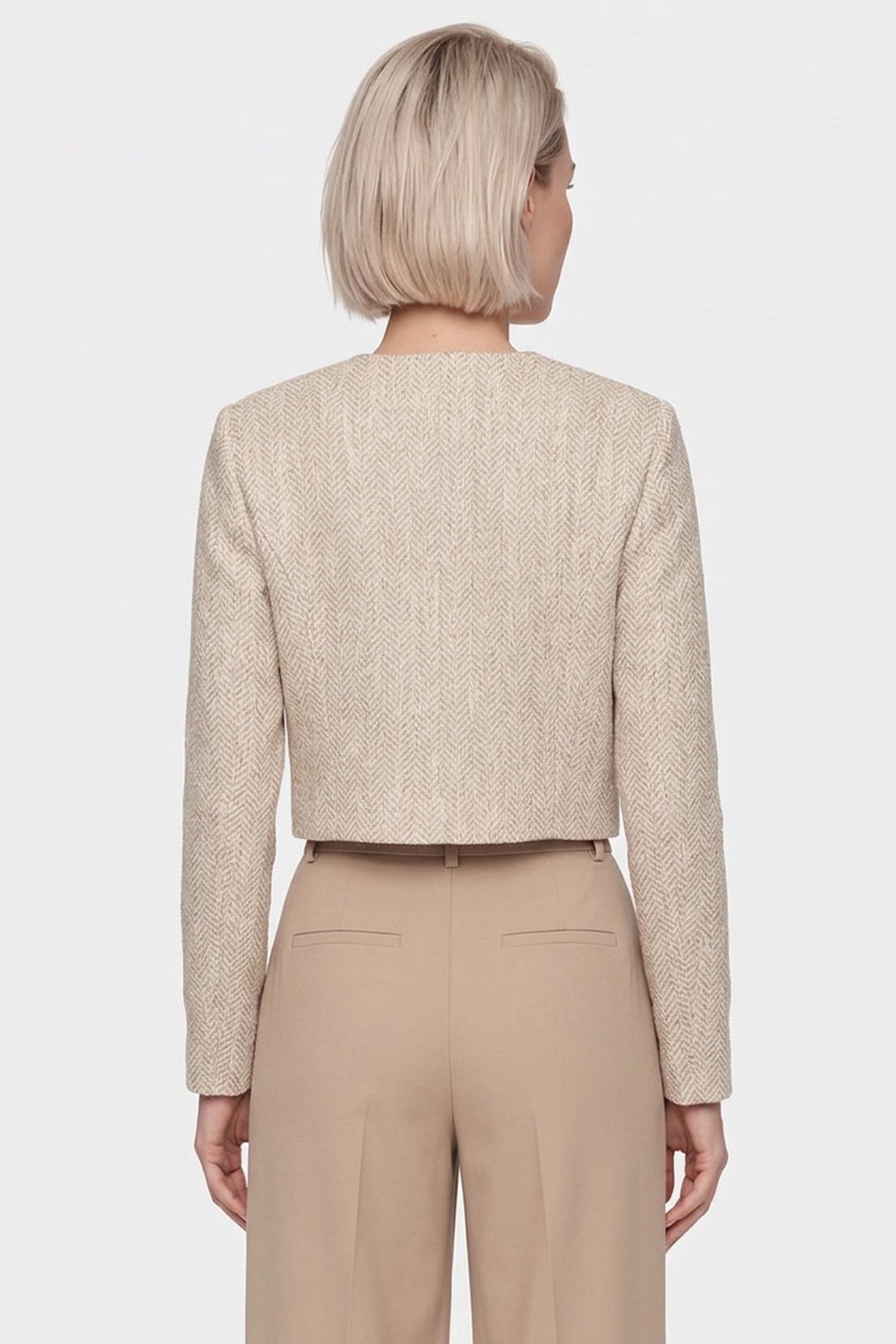 VULPA TAILORED BOUCLE FITTED CROPPED IVORY 2
