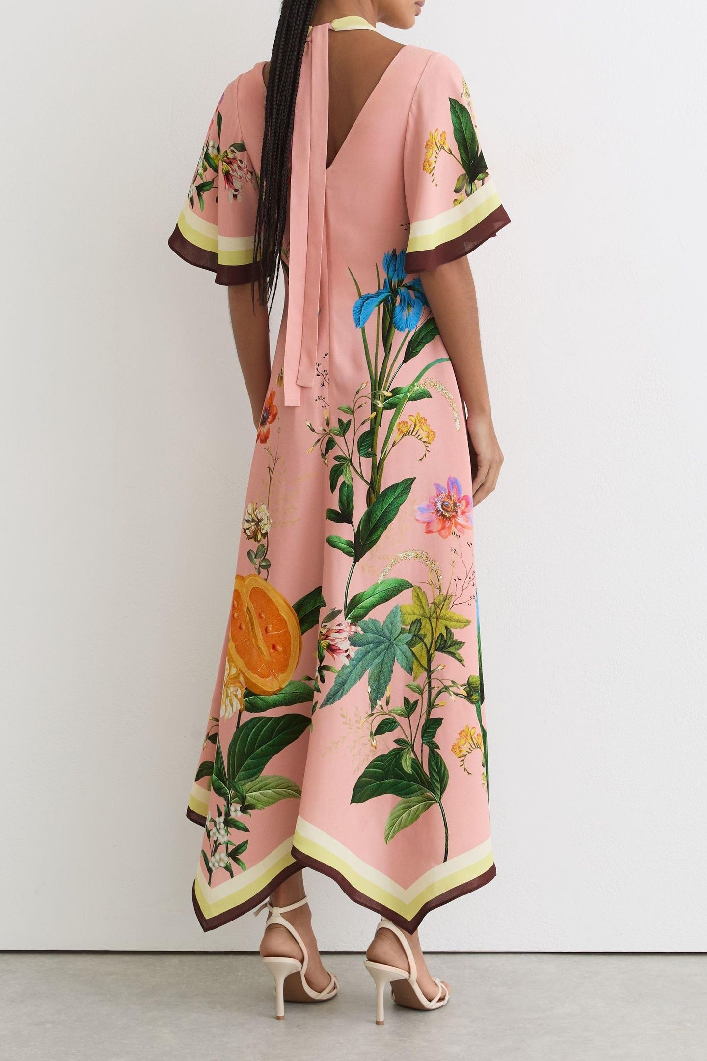SHORT SLEEVE PLACEMENT PRINTED MIDI DRESS PINK 3