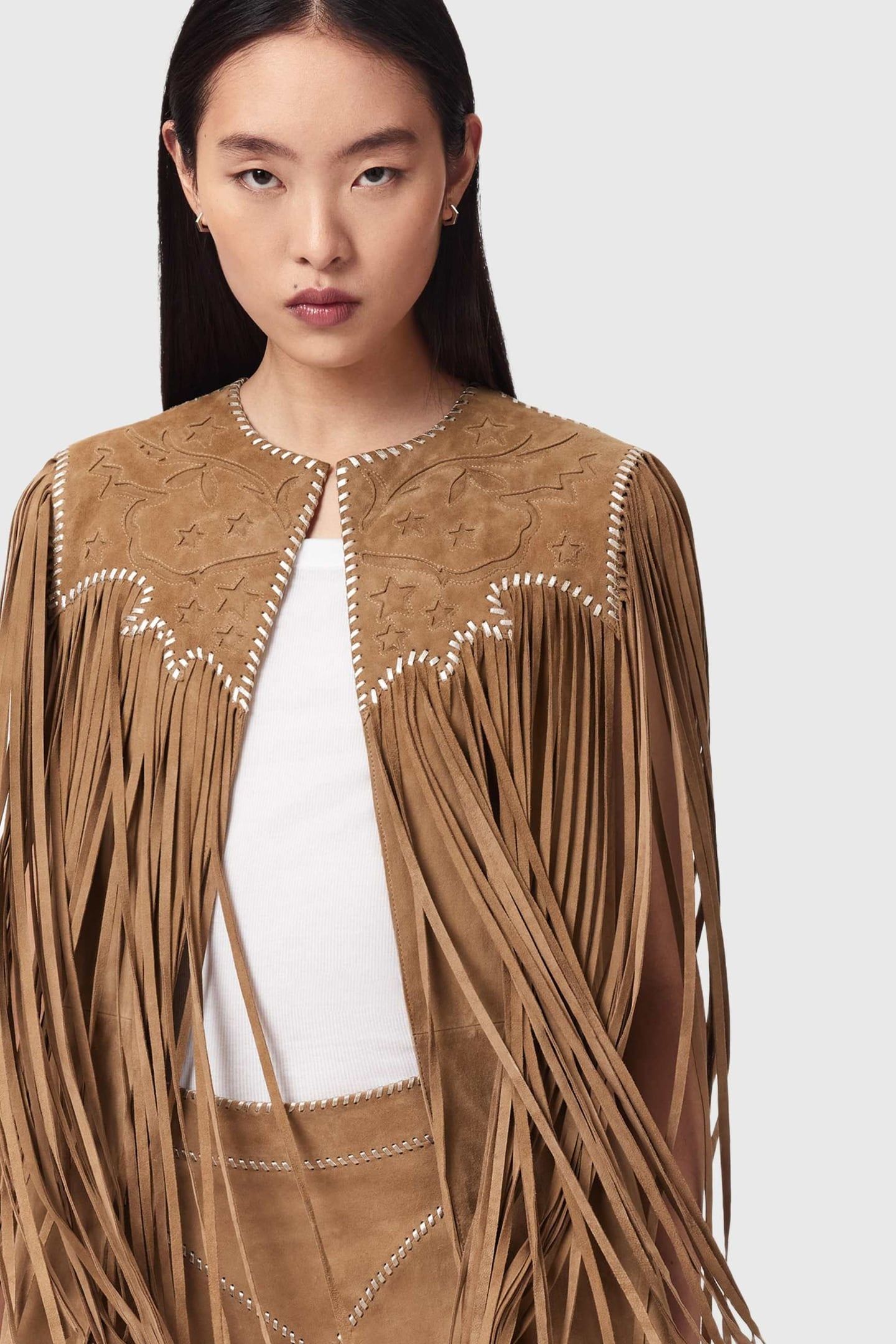 CARTER TASSEL GILET SAND BROWN 6