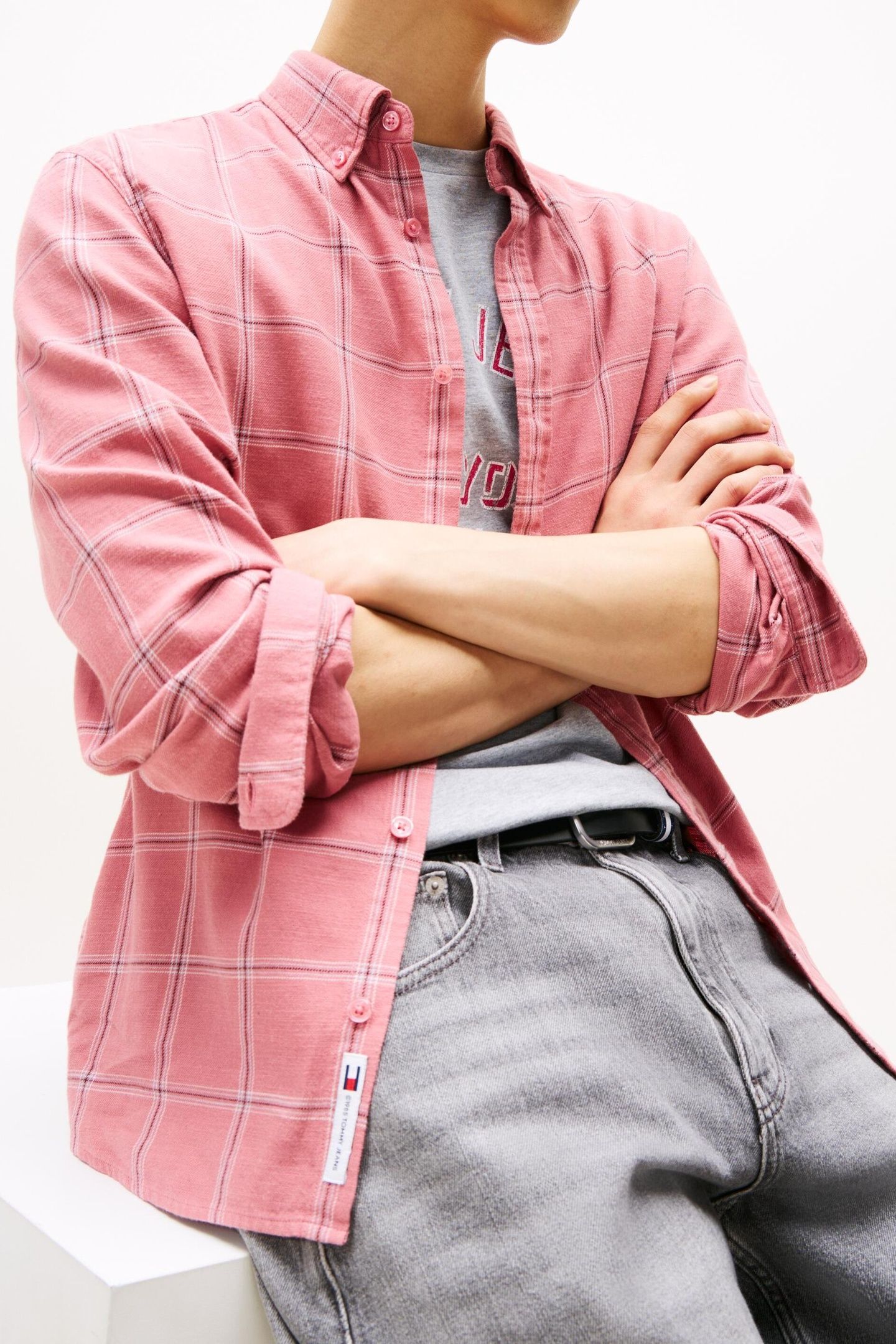 TJM ESSENTIAL TWILL SHIRT TAHITI BERRY CHECK 5