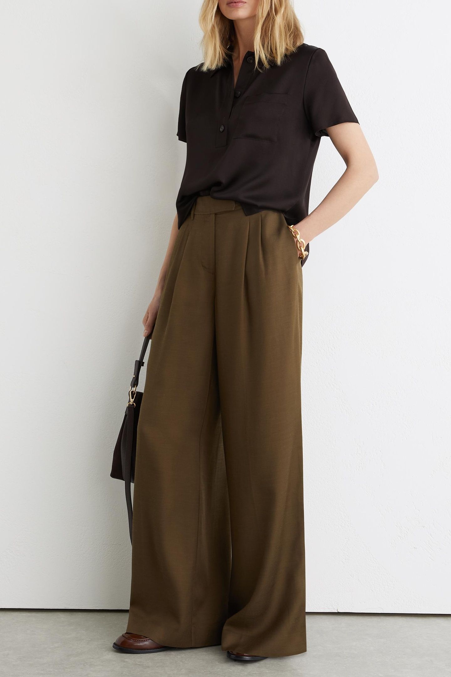 POCKET DETAIL SILK T-SHIRT CHOCOLATE BROWN 3