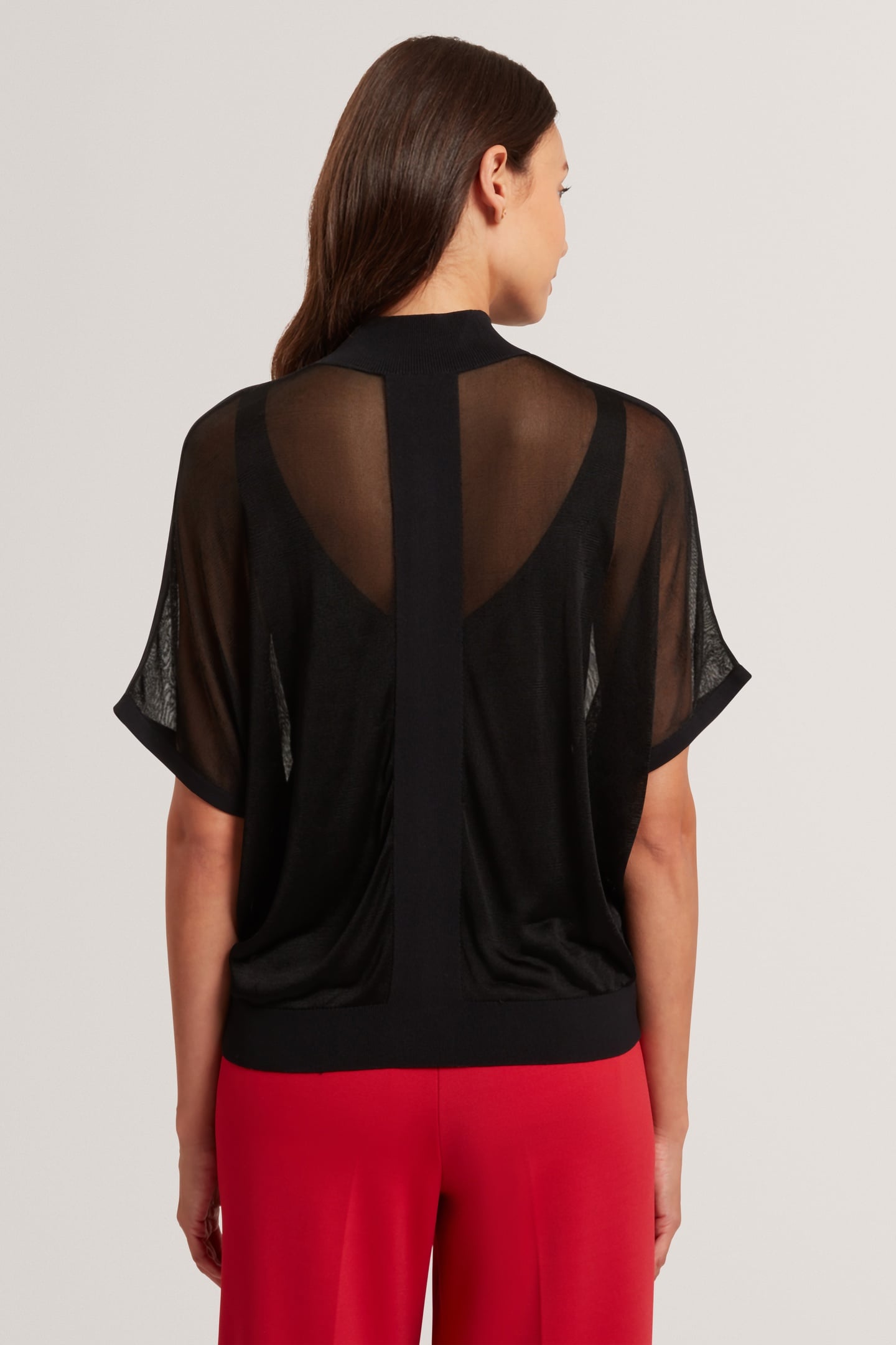 KNITTED TOP WITH SHEER DETAILING BLACK 2
