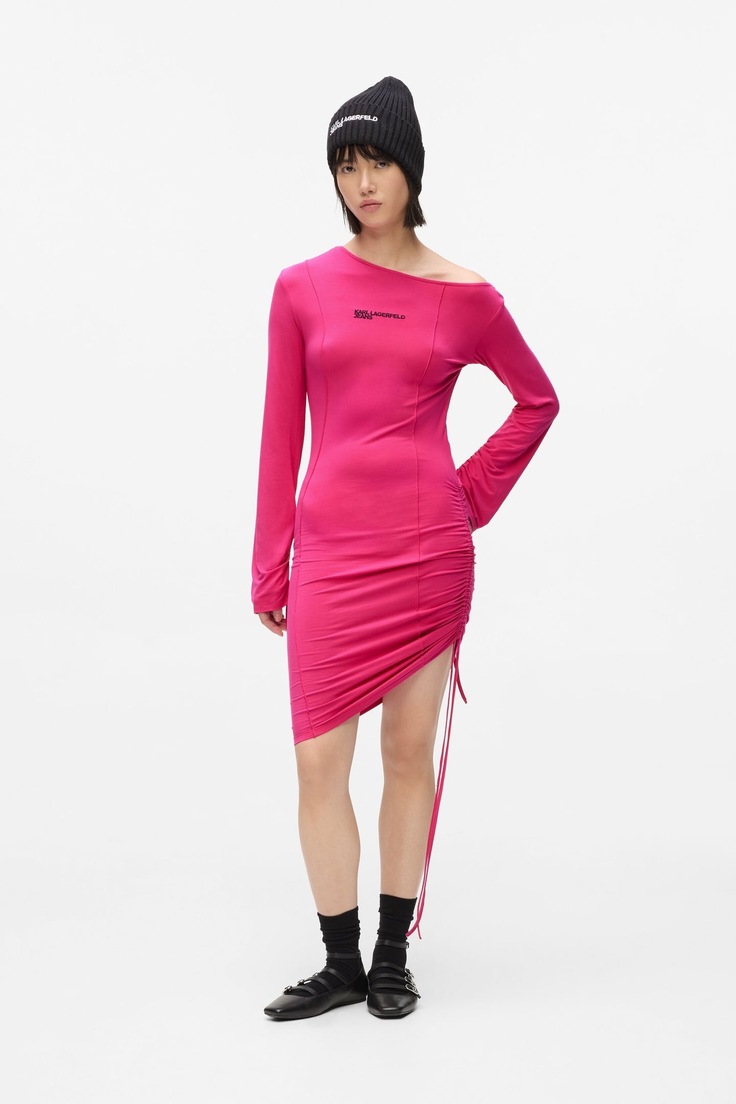 KLJ OFF SHOULDER JERSEY DRESS VERY BERRY 2