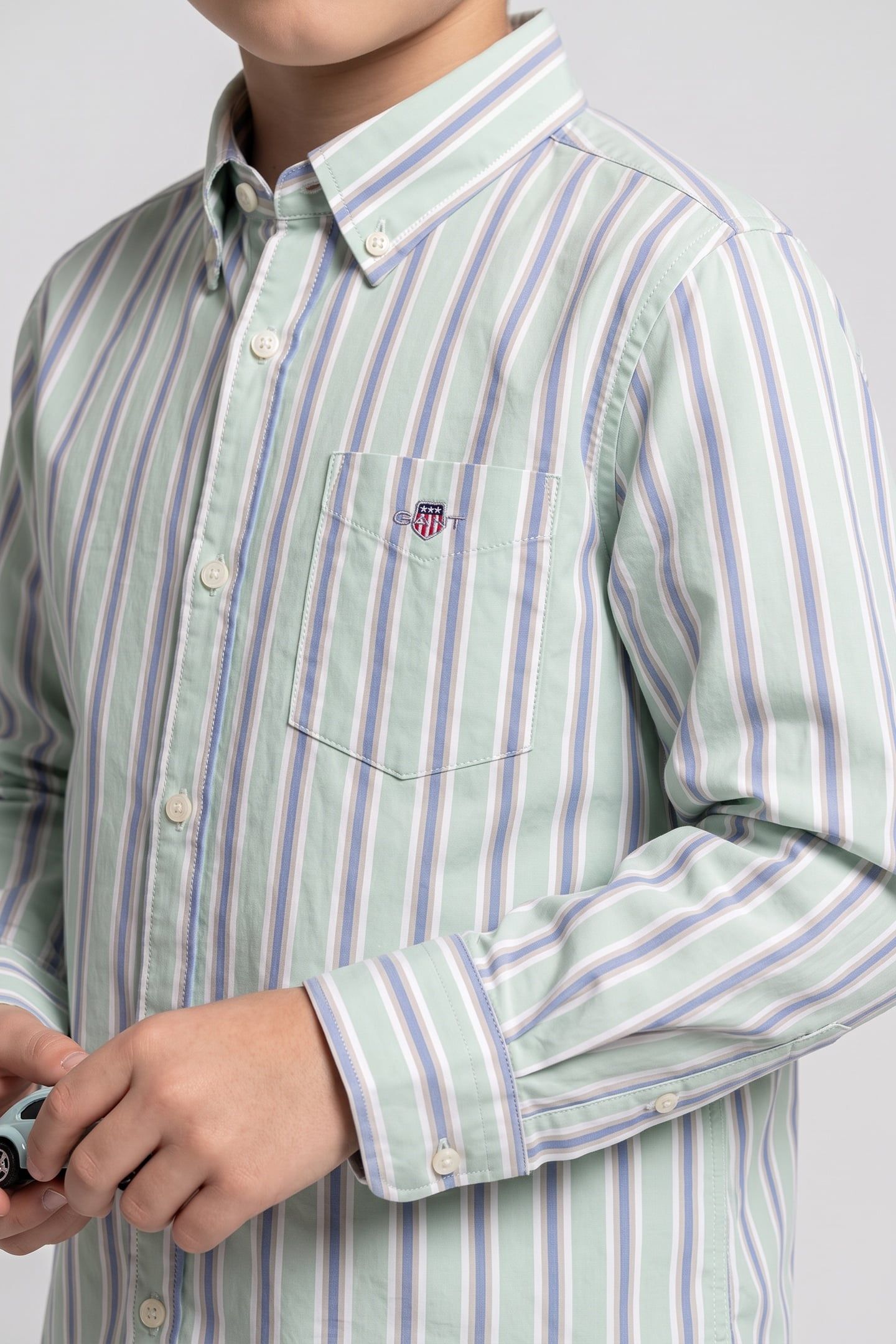 TEEN BOYS SEASONAL STRIPE SHIRT TURQUOISE 3