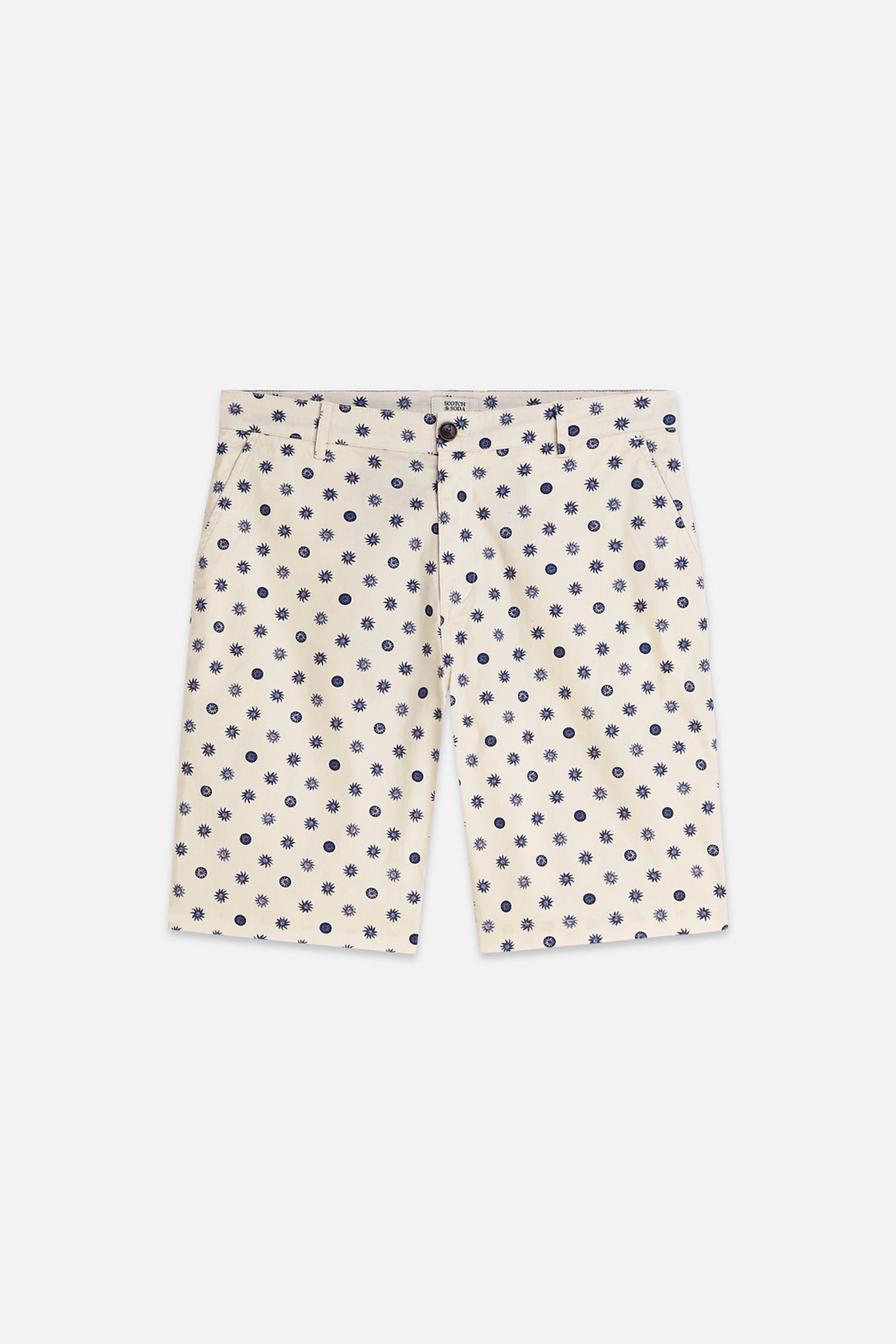STUART PRINTED STRETCH COTTON CHINO SHORTS MEDIUM BEIGE 1