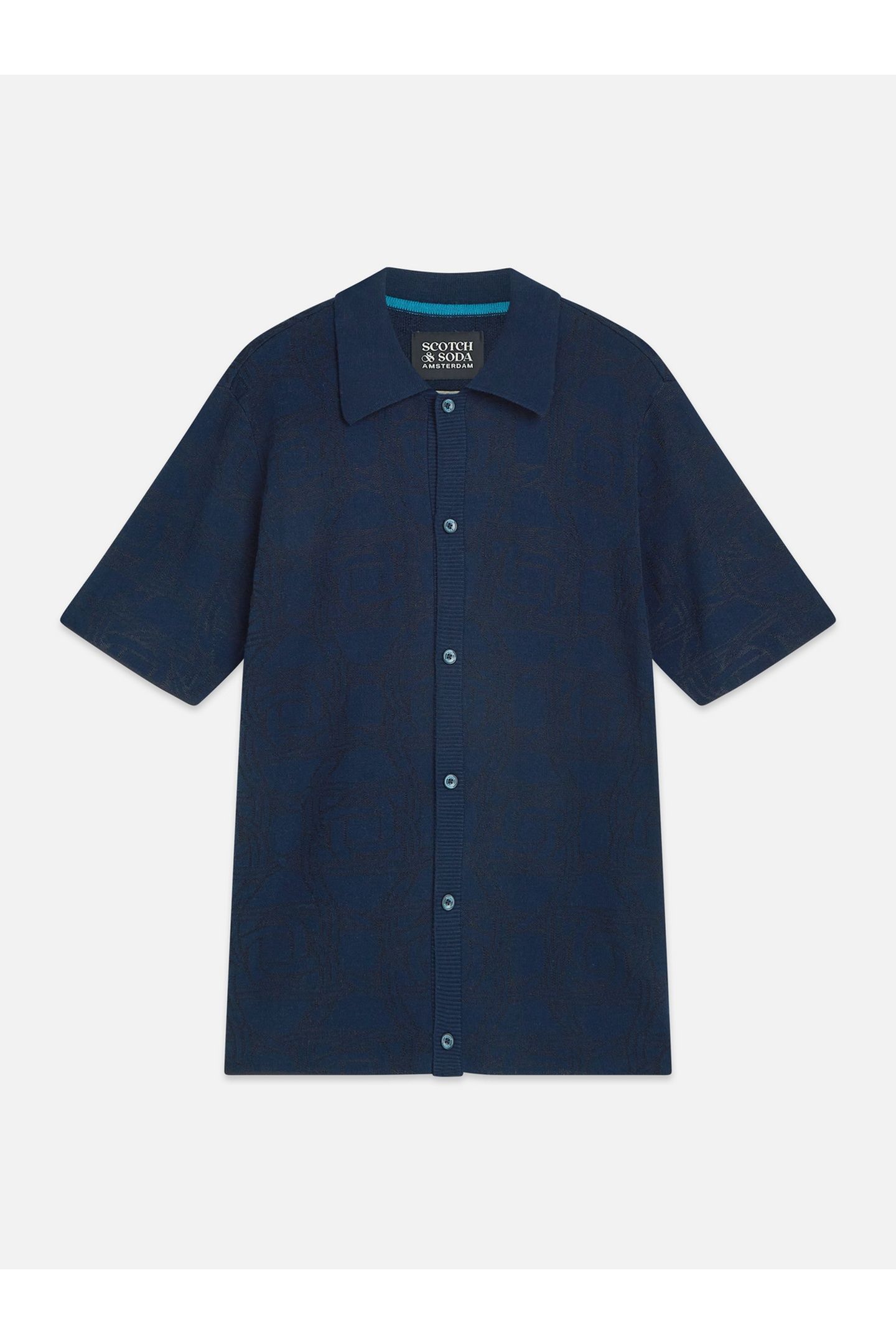 TONEONTONE KNITTED SHORT SLEEVE SHIRT NAVY 1