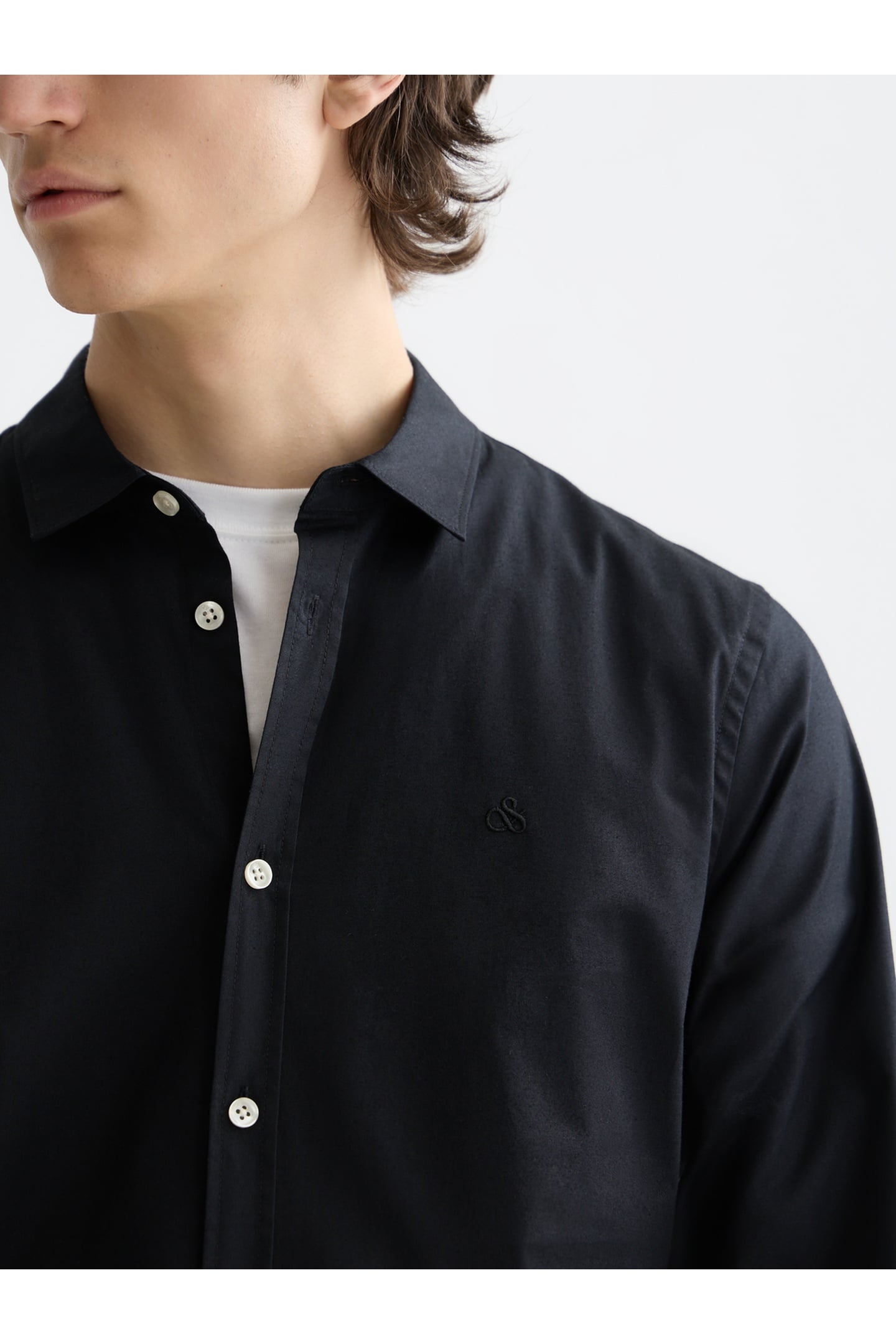 COTTON POPLIN SLIM-FIT SHIRT BLACK 6