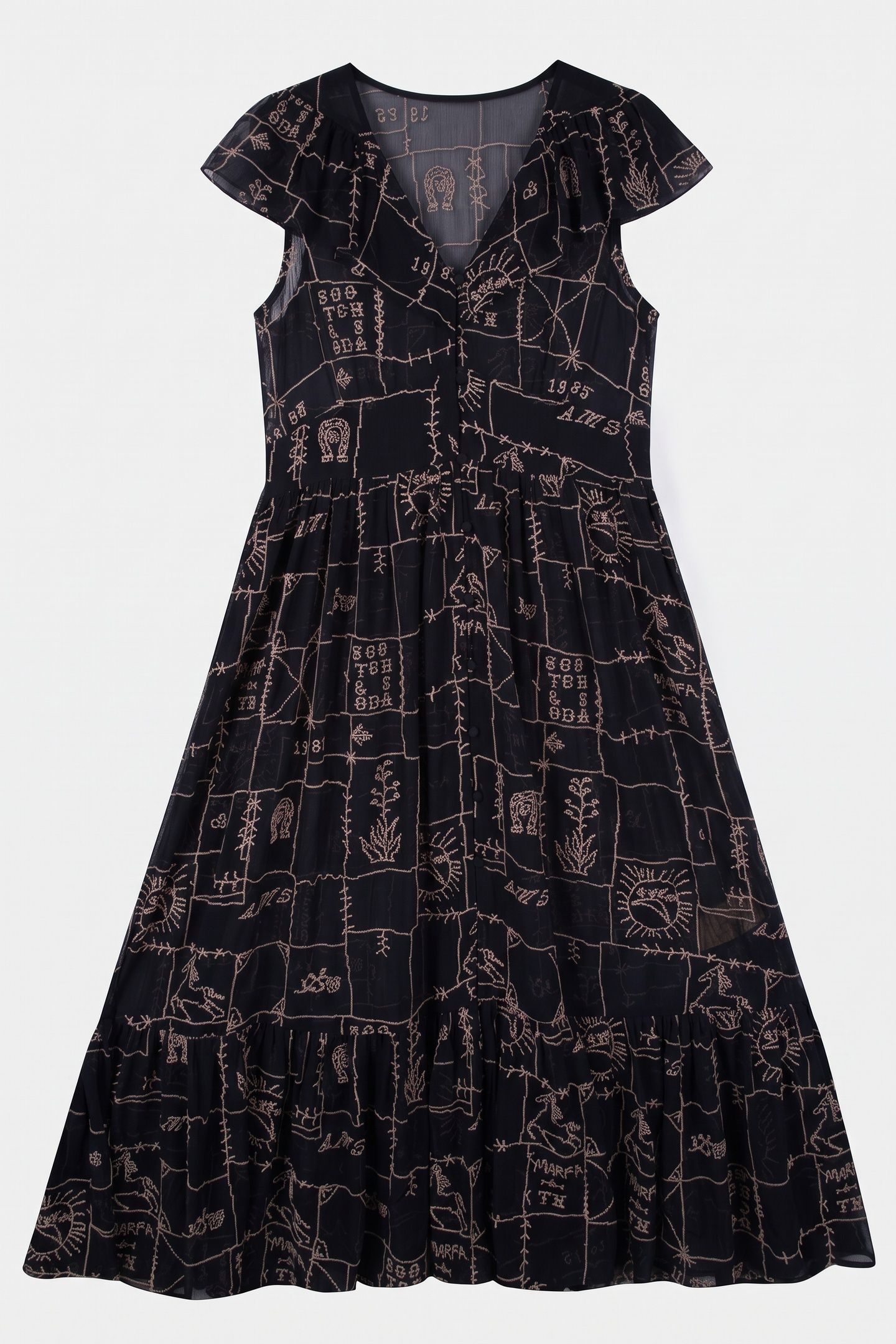 CROSS-STITCH EMBROIDERED MIDI DRESS CARBON 3