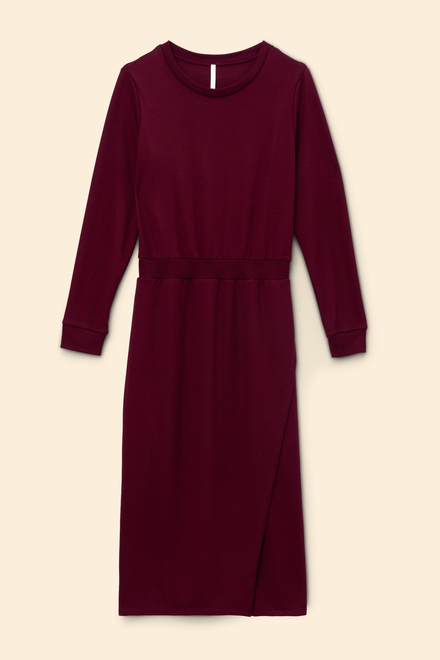 BURGUNDY SWEATSHIRT FABRIC LONG DRESS WITH MONOGRAM 4