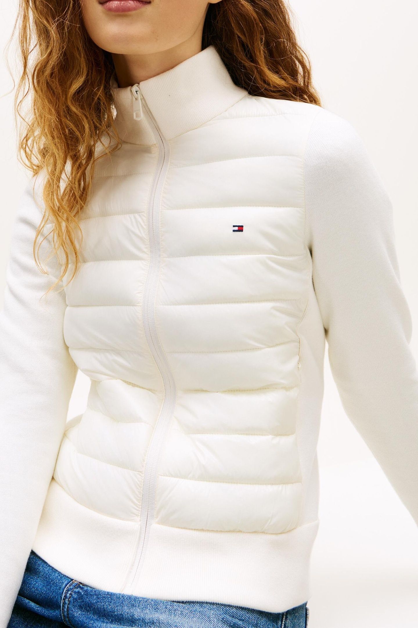 LW KNIT MIX PADDED JACKET IVORY SILK 4