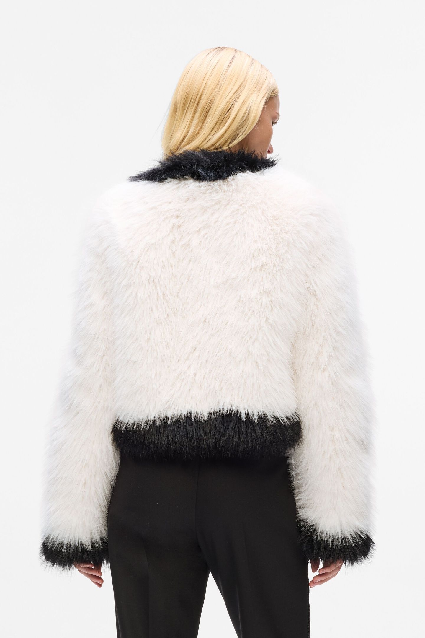 FAUX FUR JACKET WHITE/BLACK 2