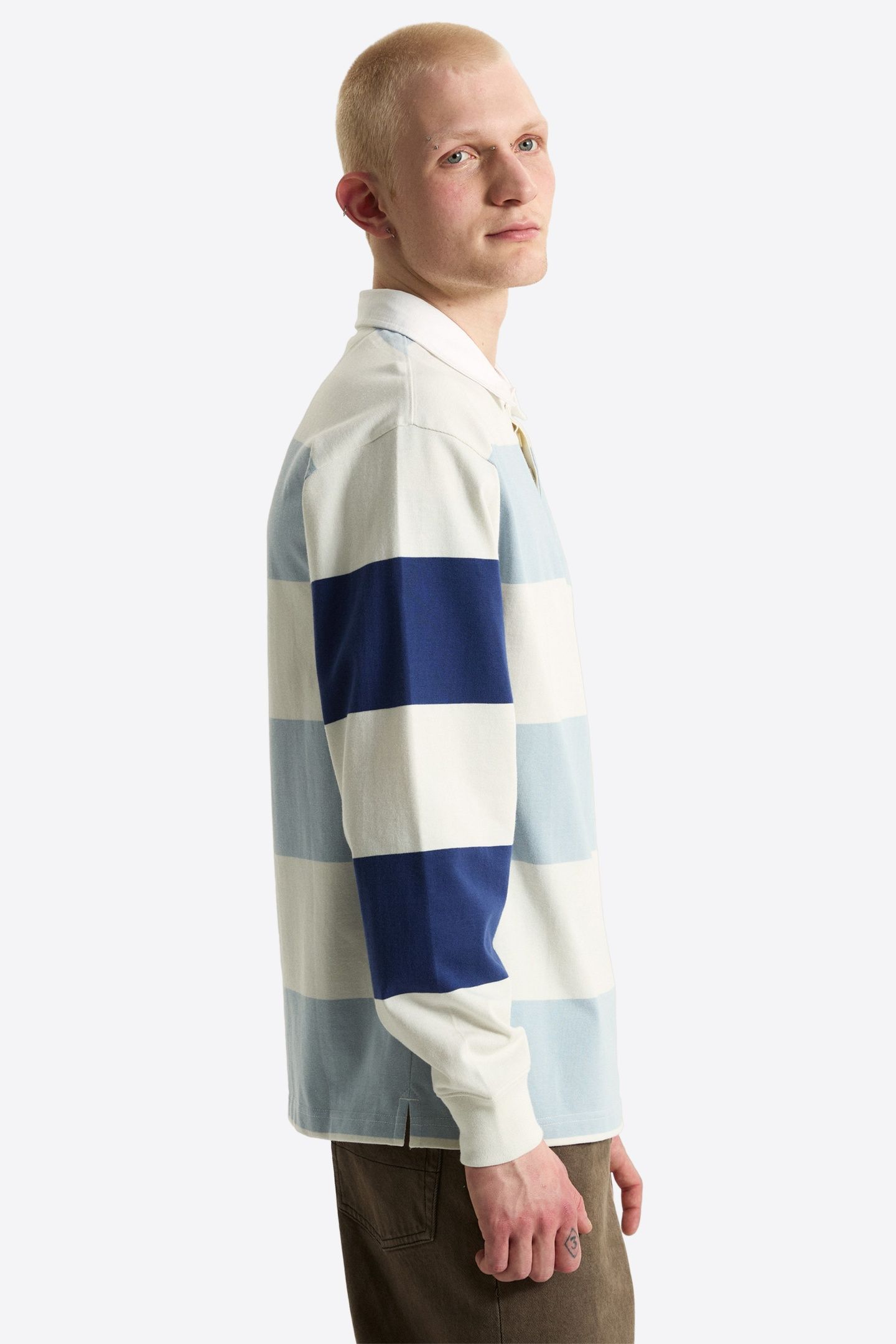 2-TONE STRIPE WARD RUGBY LS MARSHMALLOW/SOFT SLATE 3