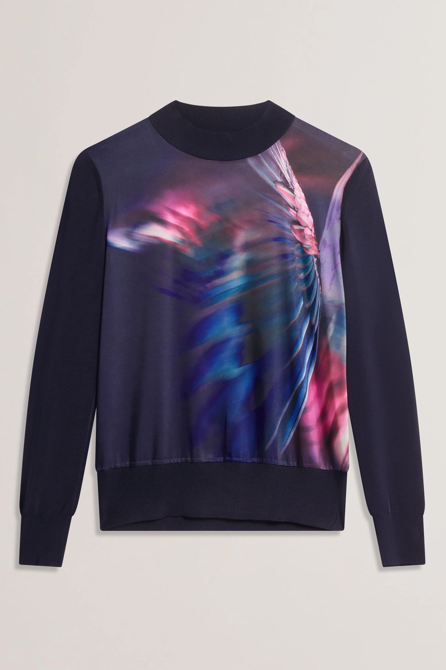MOREENA PRINTED WOVEN FRONT JUMPER NAVY 3
