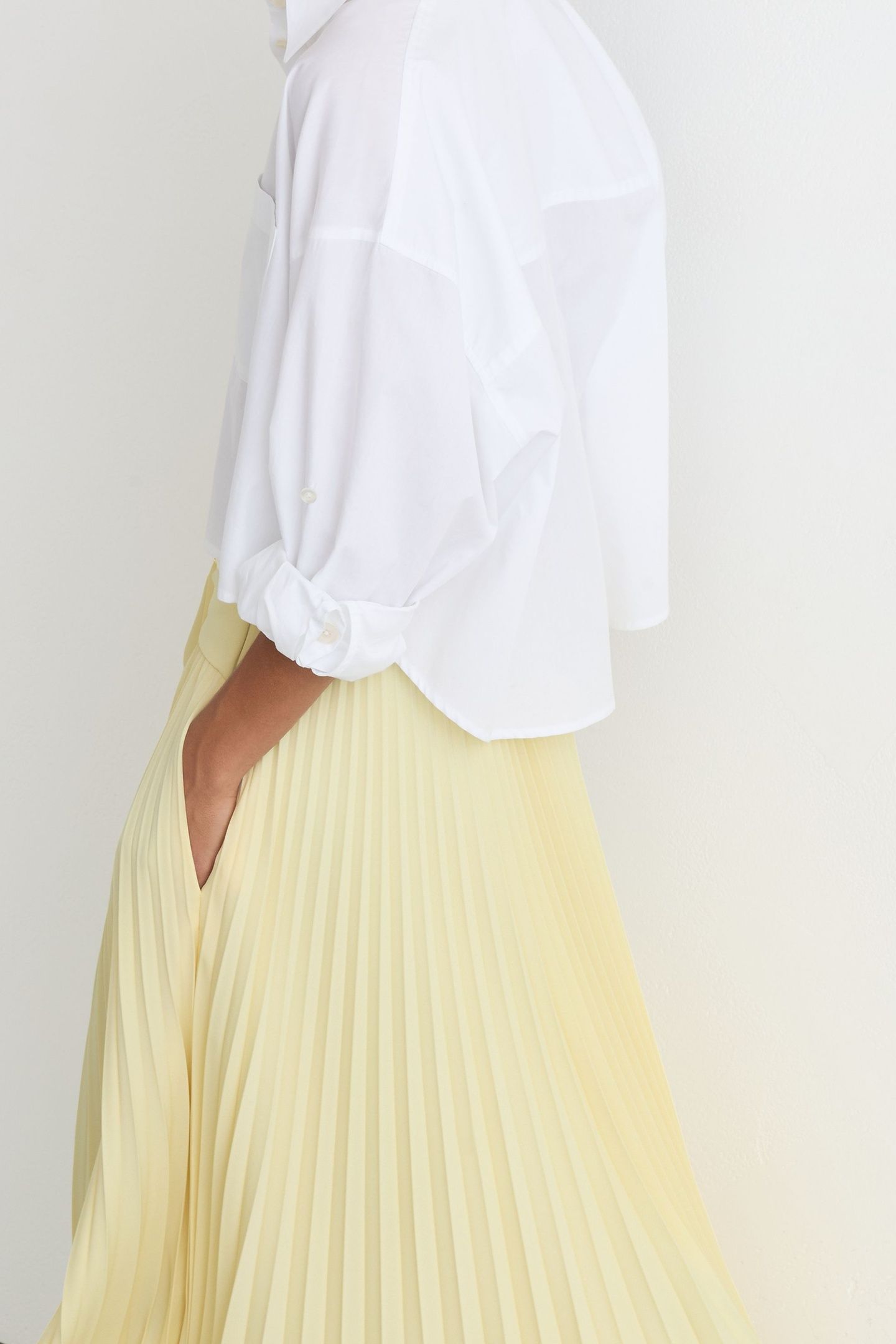 BELTED PLEATED MIDI SKIRT YELLOW 7