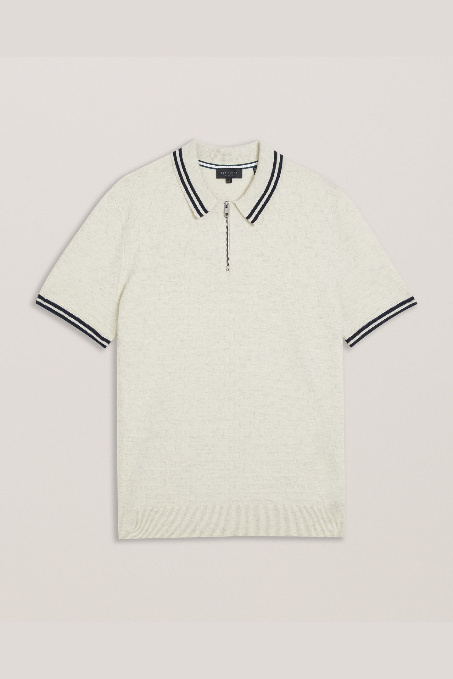 MAHANI SS REGULAR T STITCHED HALF ZIP BEIGE 4