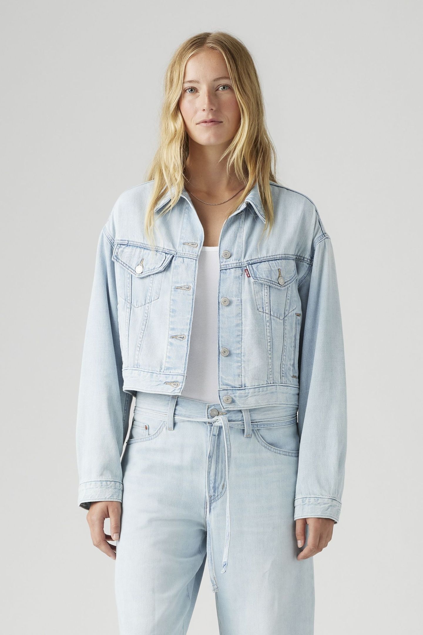 SHRUNKEN '90S LINEN+ DENIM TRUCKER JACKET 1