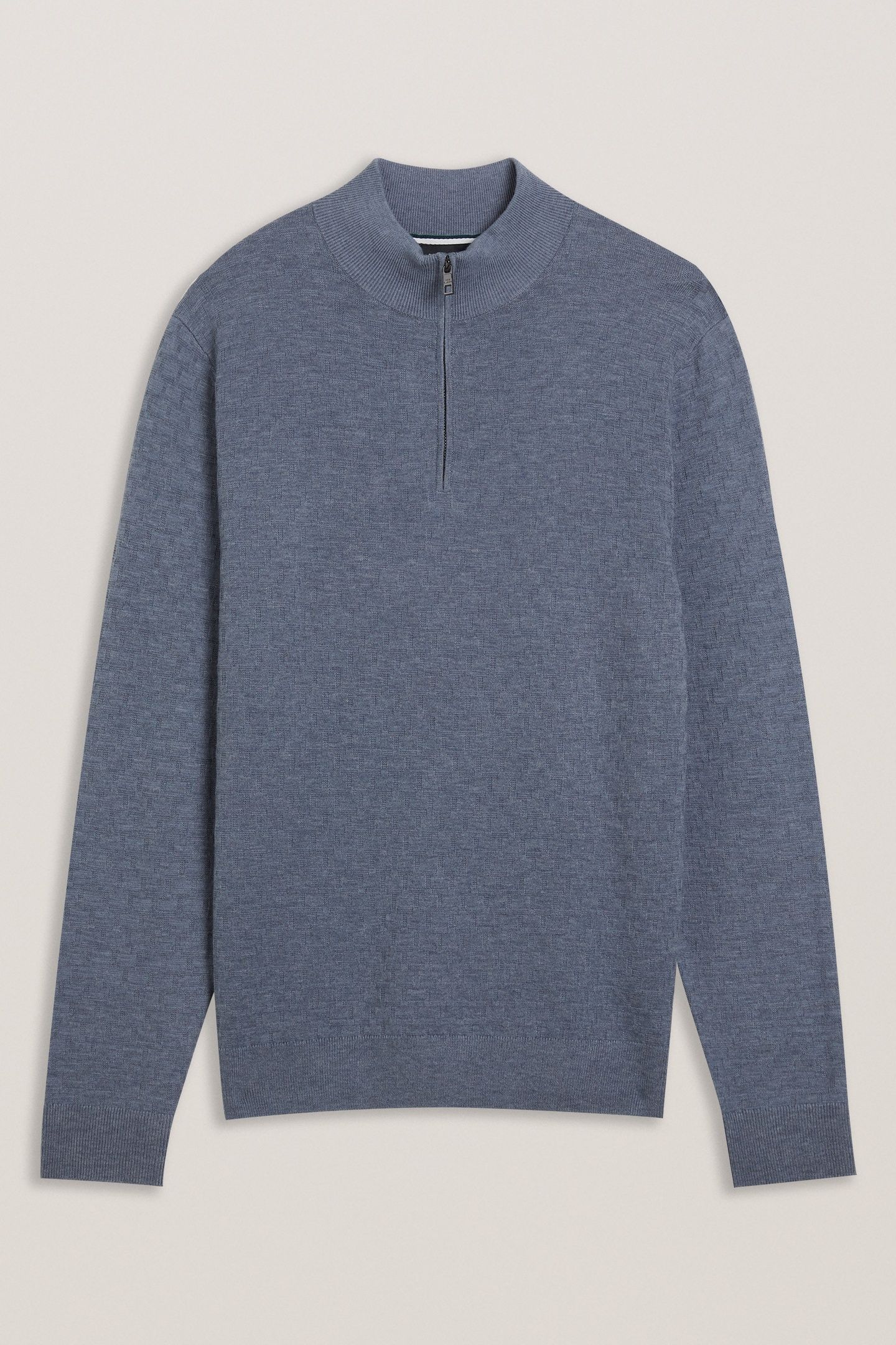 KURNLE LS T STITCH KNITTED HALF ZIP MID-BLUE 3