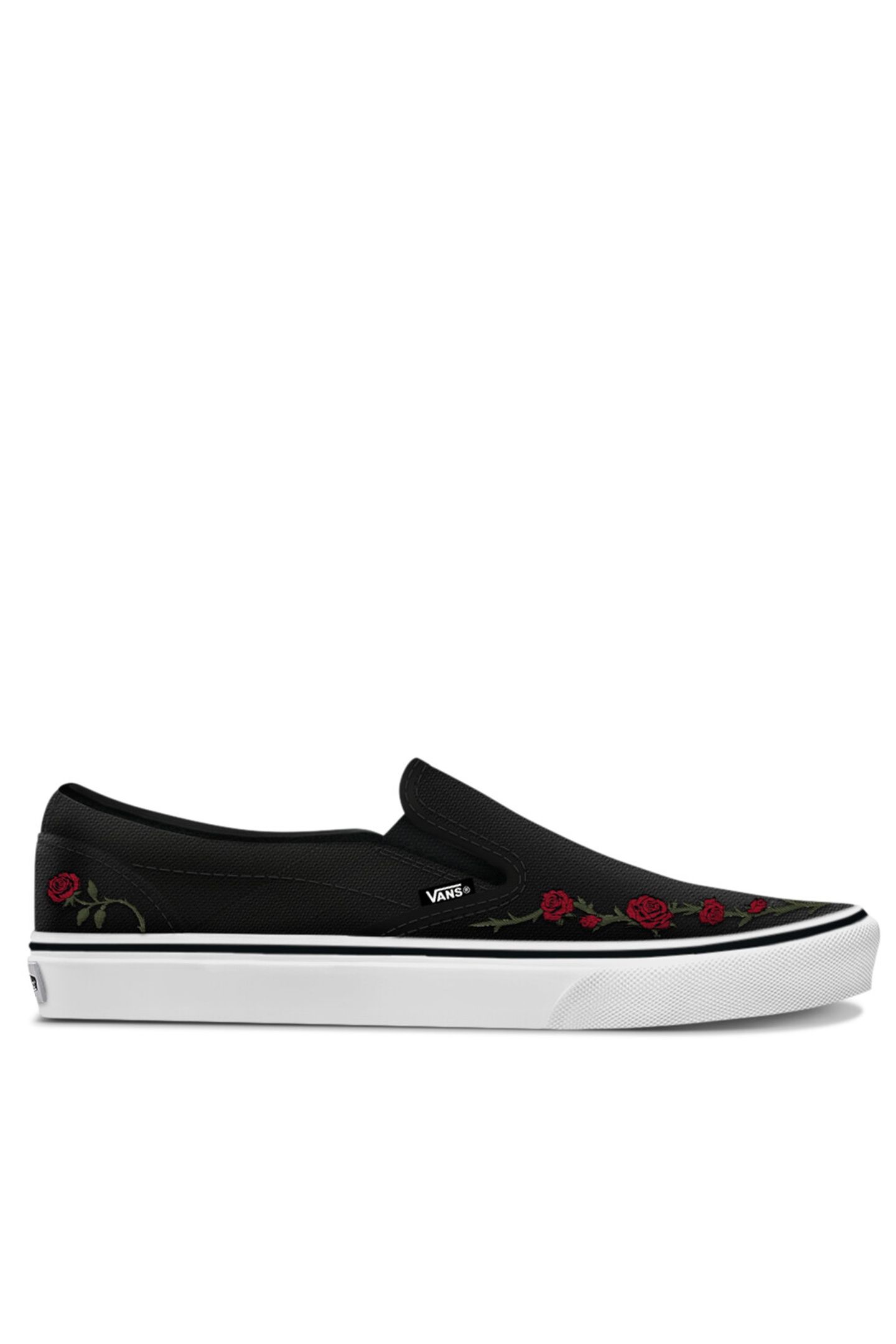 UNISEX CLASSIC SLIP-ON ROSE EMBROIDERY BLACK/RED 1