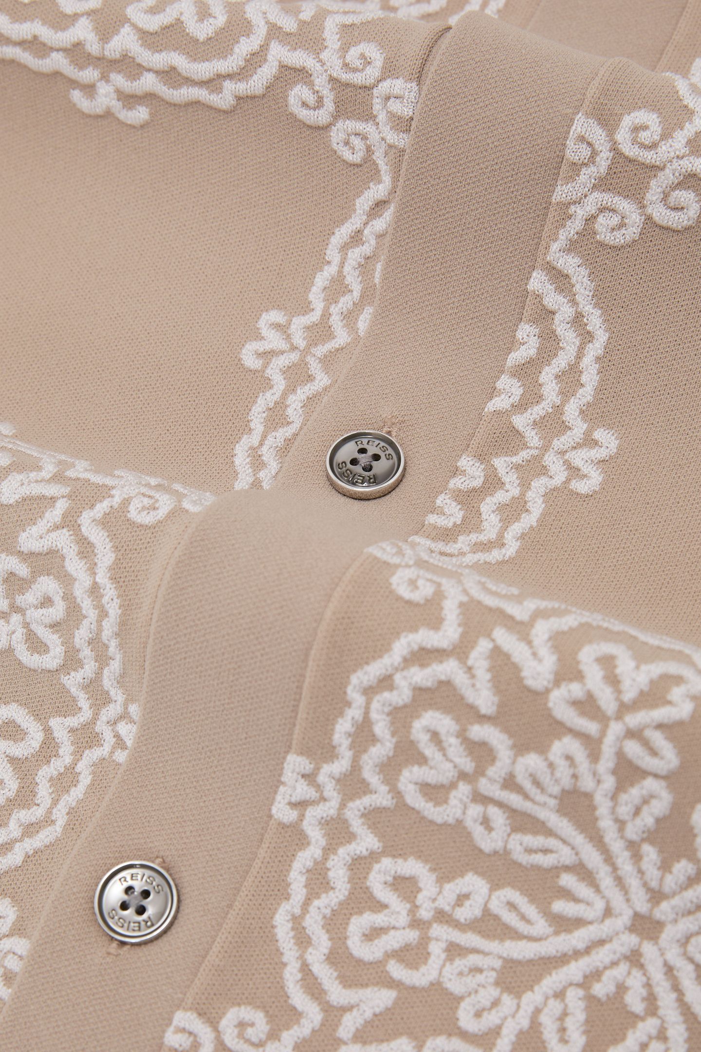 SS BUTTON THROUGH JACQUARD CUBAN SHIRT CHAMPAGNE/WHITE 7
