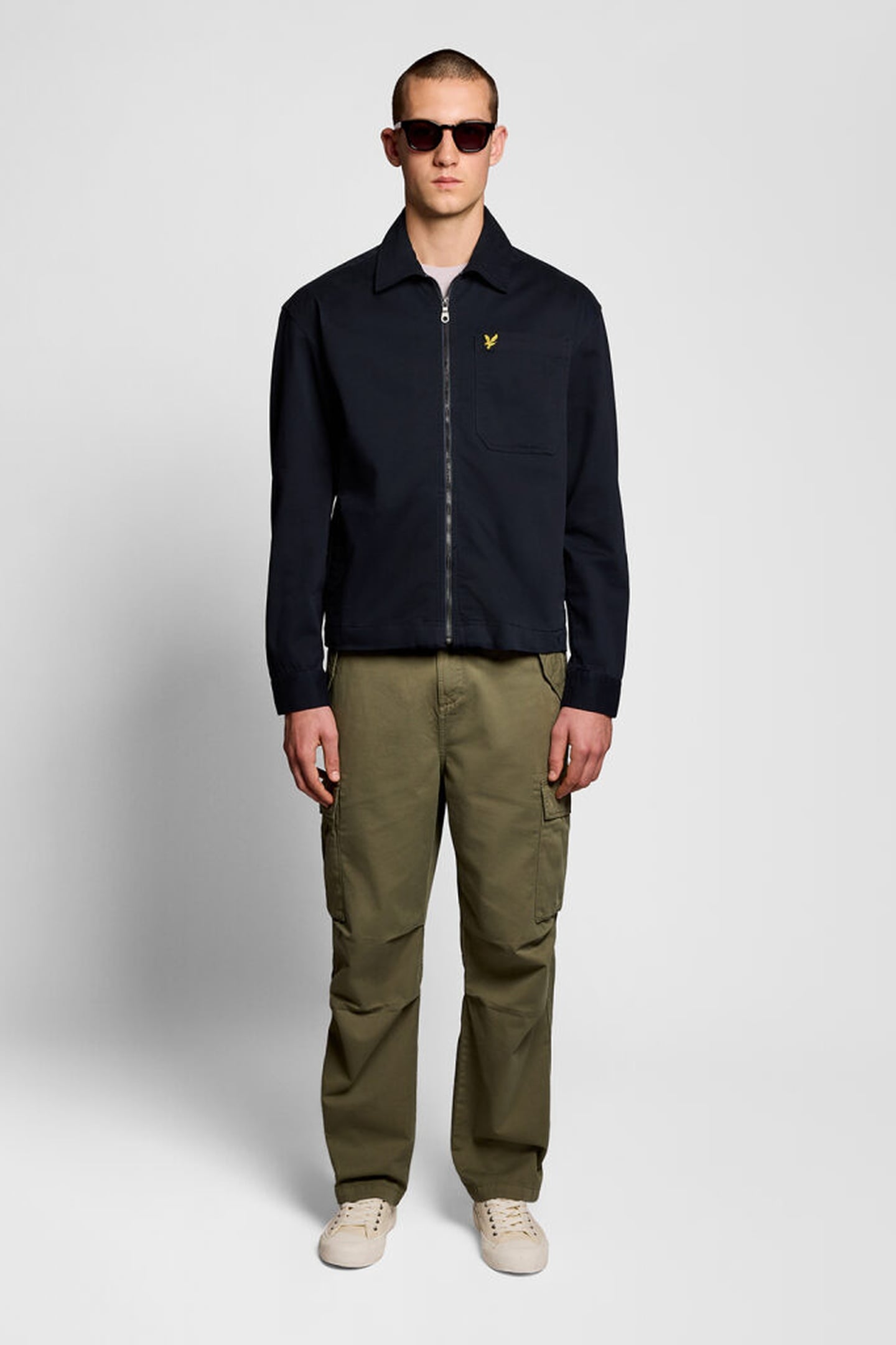 ENZYME WASH ZIP THROUGH OVERSHIRT DARK NAVY 3
