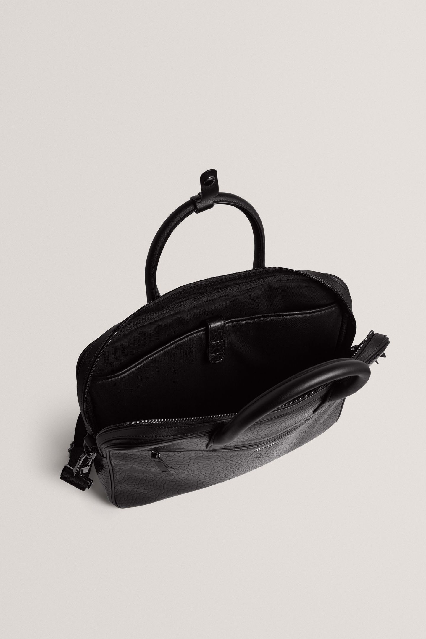 PEBBLED PU DOCUMENT BAG BLACK 3