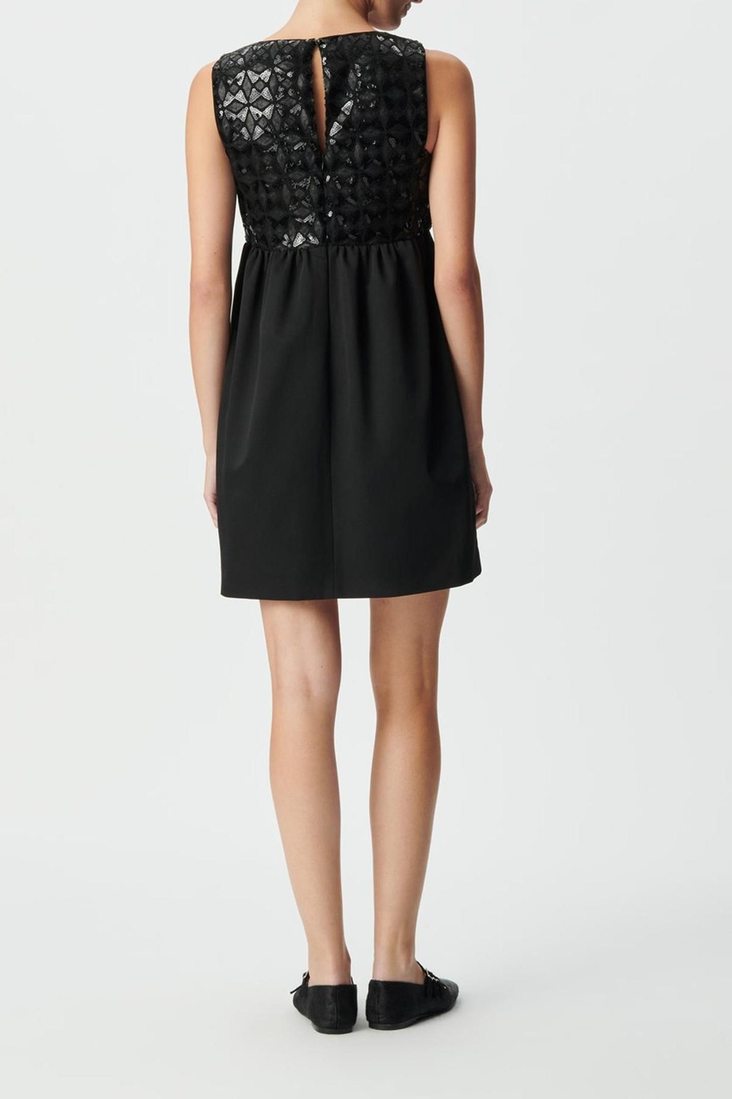BLACK DRESS WITH GRAPHIC SEQUIN EMBROIDERY 2