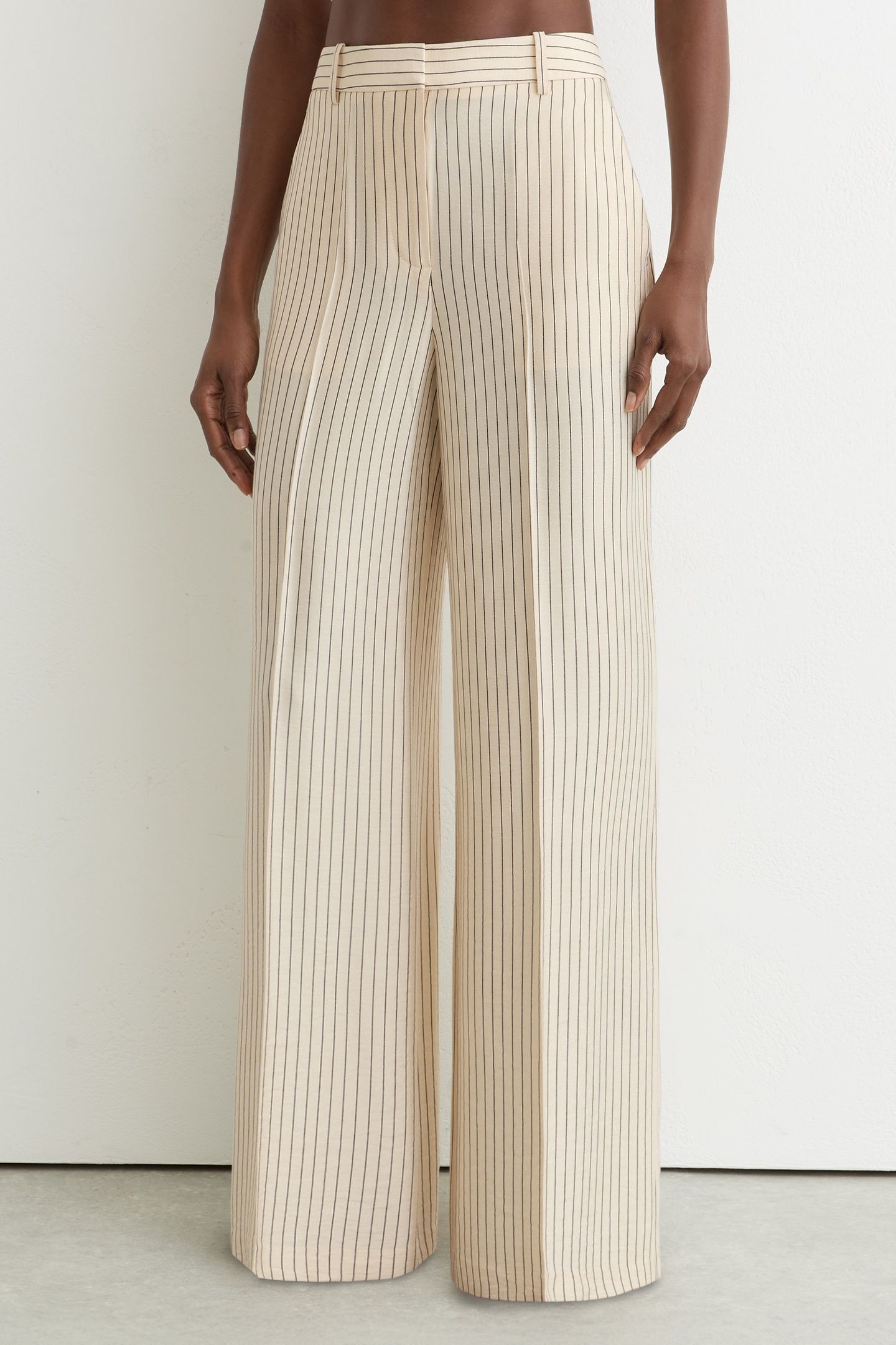 PINSTRIPE WIDE LEG TROUSER CREAM/BLACK 2