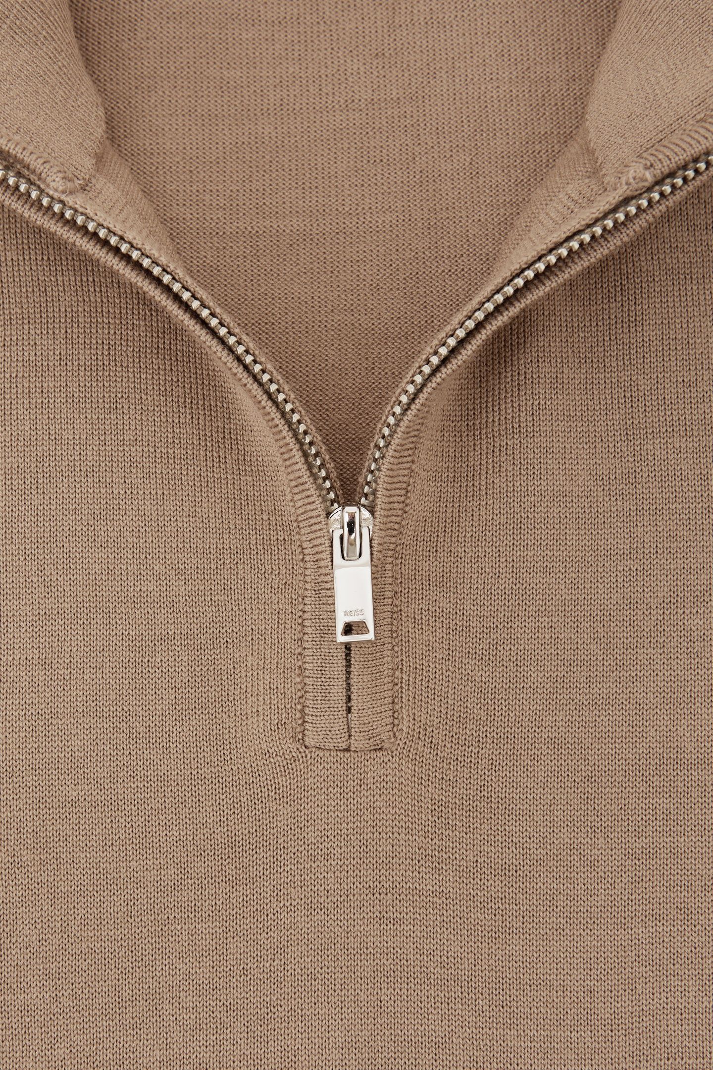 LS HALF ZIP FUNNEL MERINO WOOL JUMPER CAMEL BROWN 6