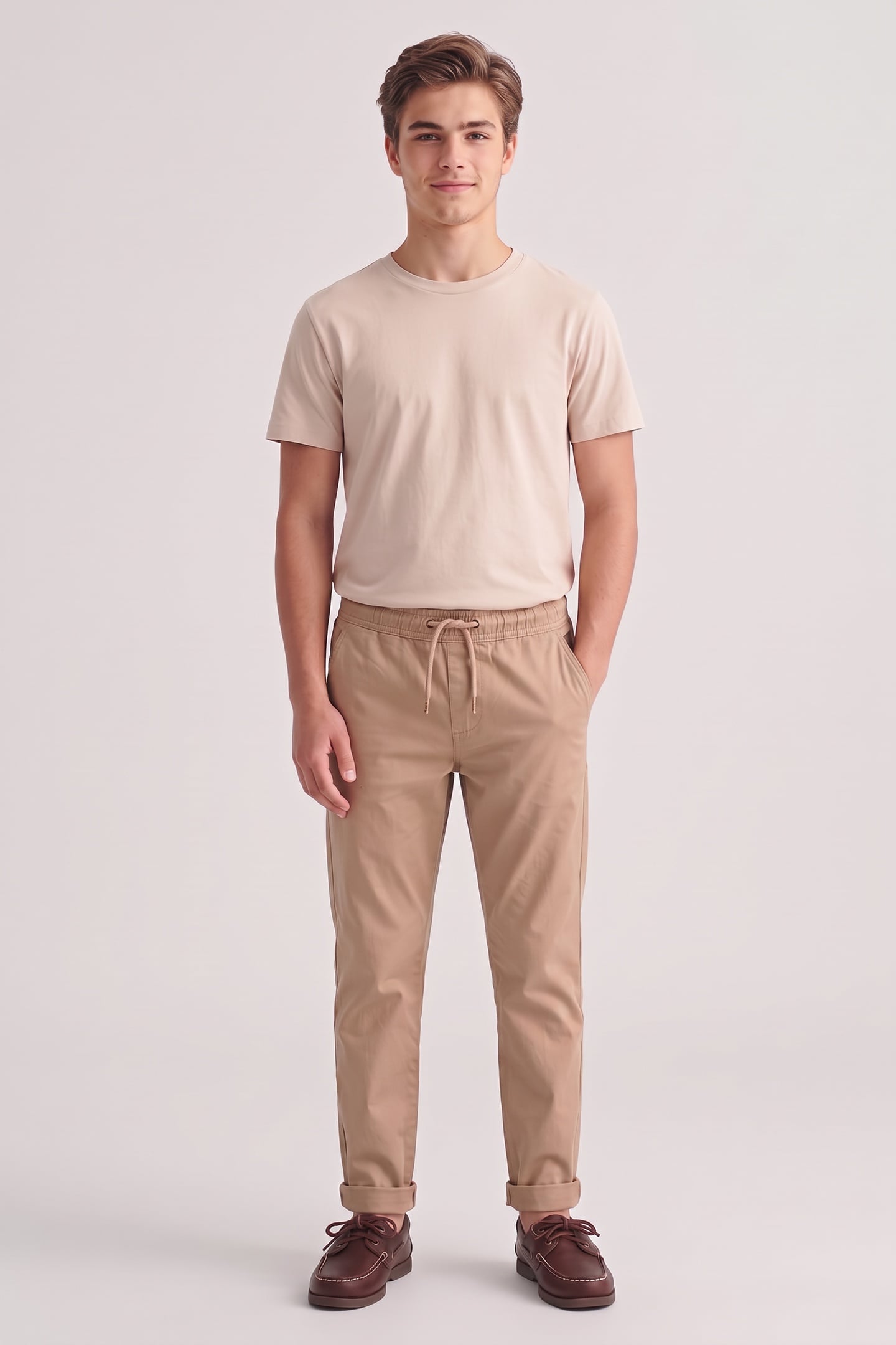 TEEN BOYS GANT CHINO DRAWSTRING TROUSER DARK KHAKI 1