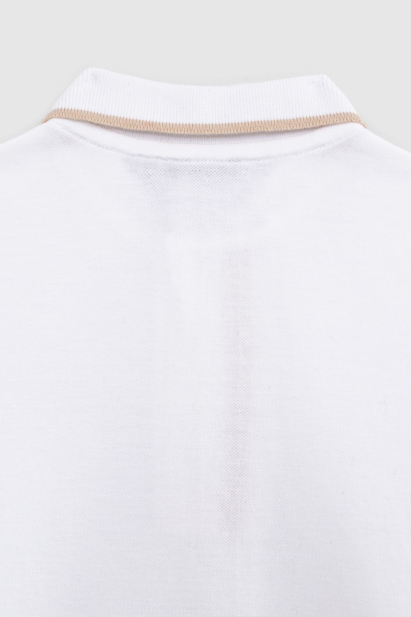BOYS’ WHITE COTTON POLO SHIRT WITH STRIPED RIBBING 5