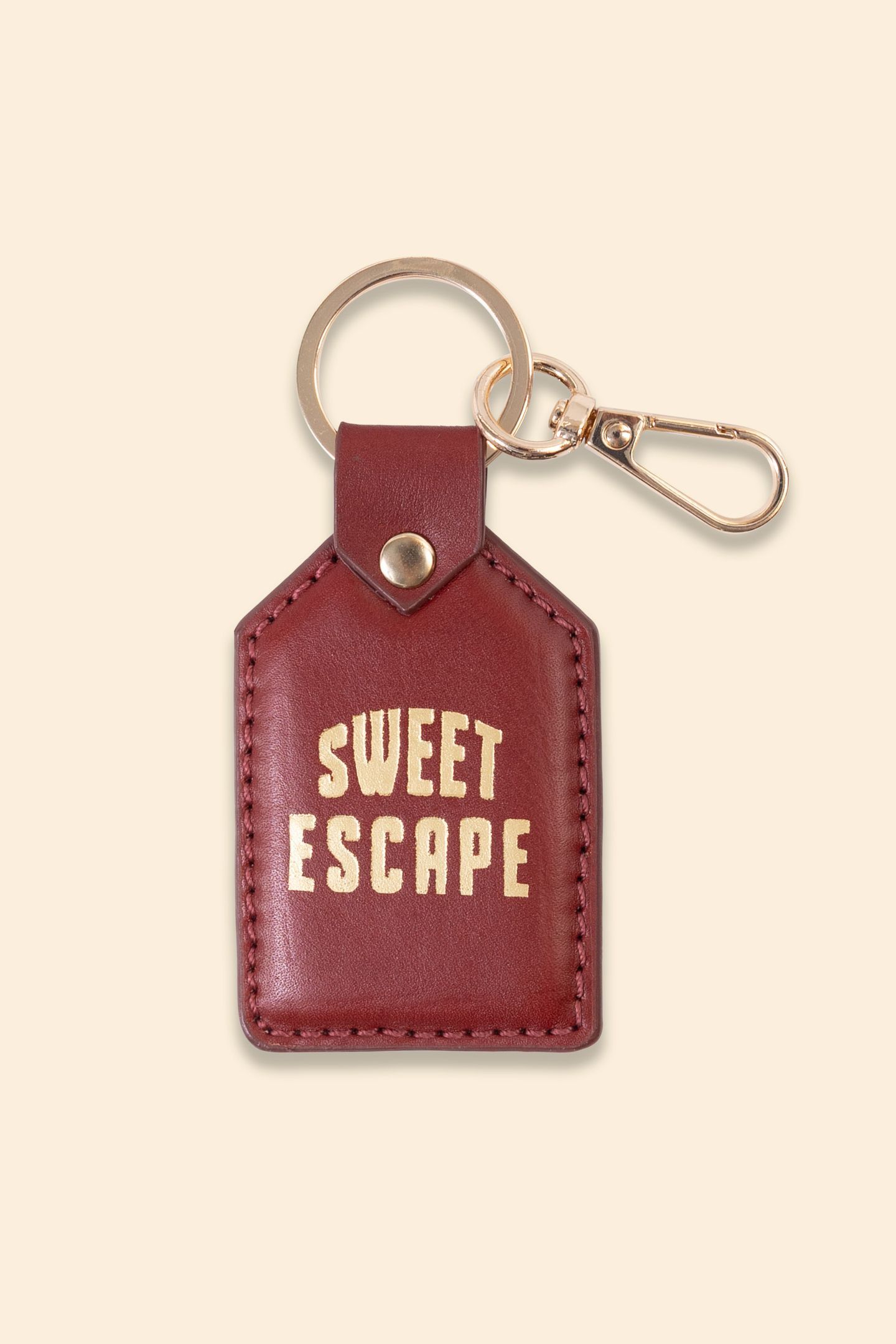 BROWN LEATHER KEYRING WITH GOLD MESSAGE 1