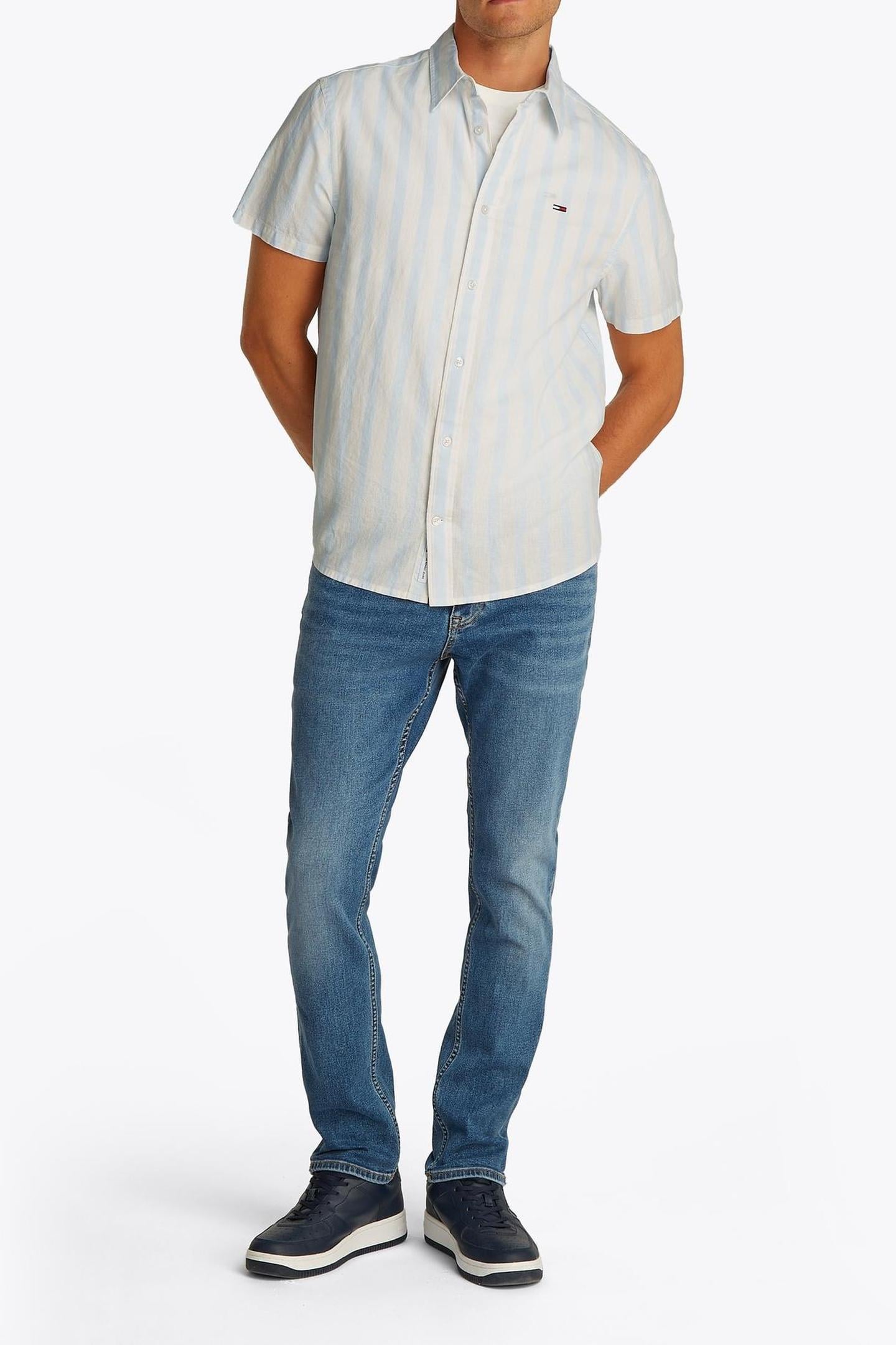 TJM REG LINEN BLEND SWEET BLUE/ECRU 3