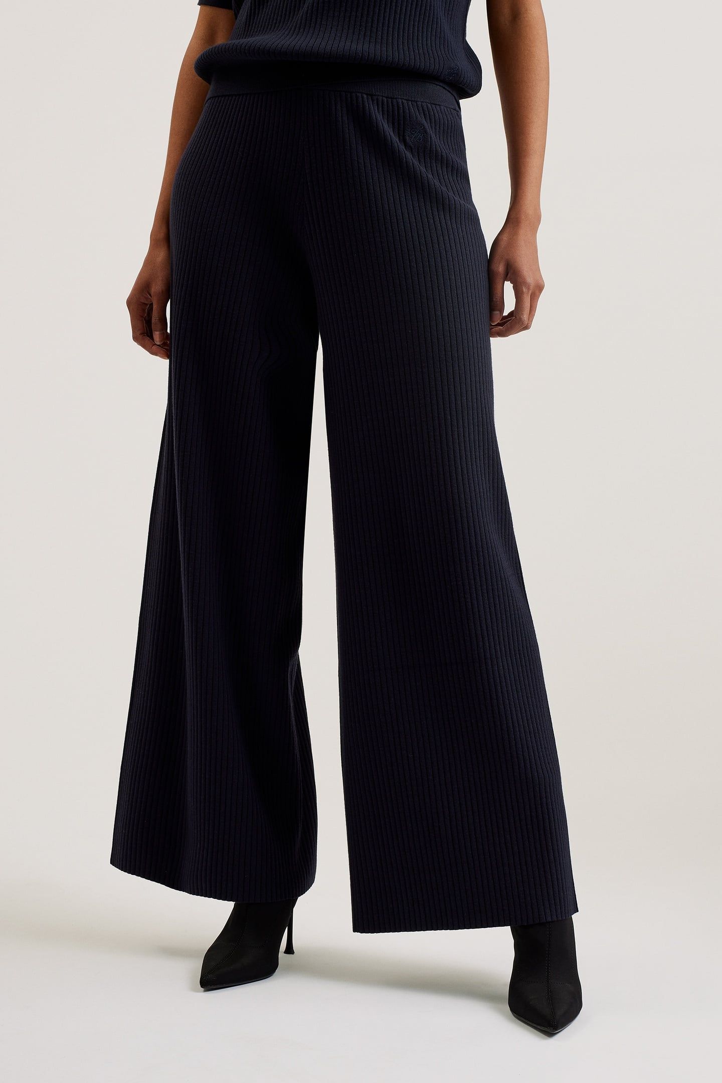 ELLENR RIBBED KNITTED HIGH WAIST NAVY 2