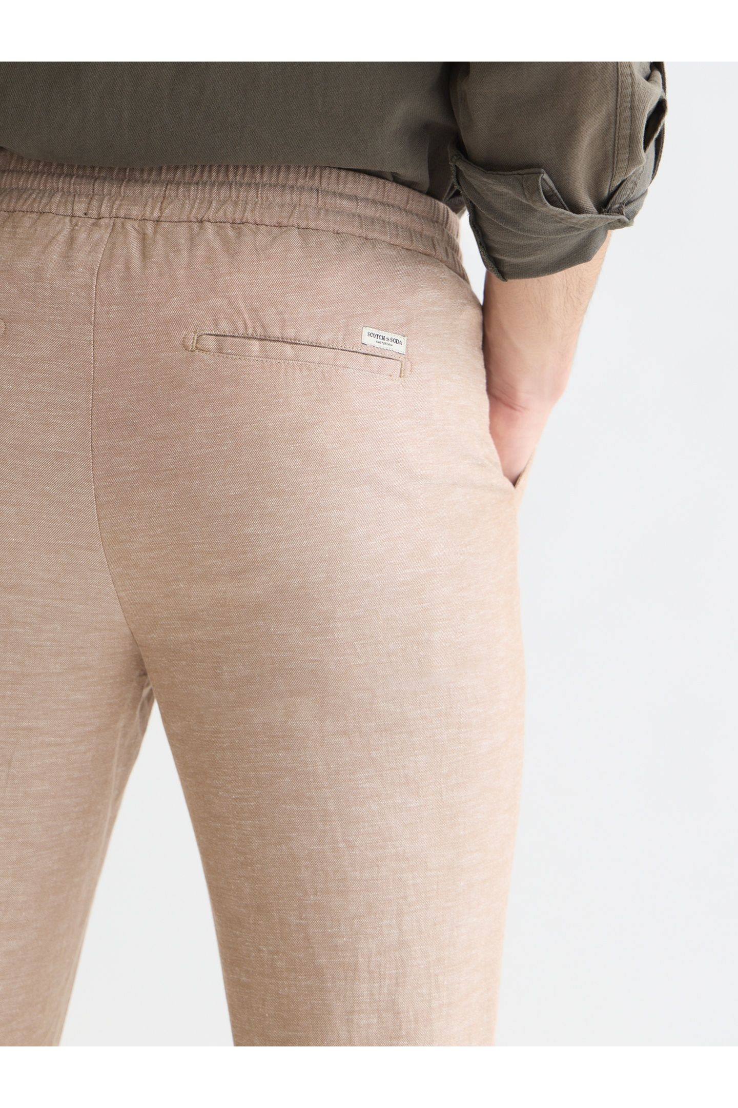 SEASONAL CORE WARREN COTTON LINEN JOGGER LT PASTEL BROWN 4