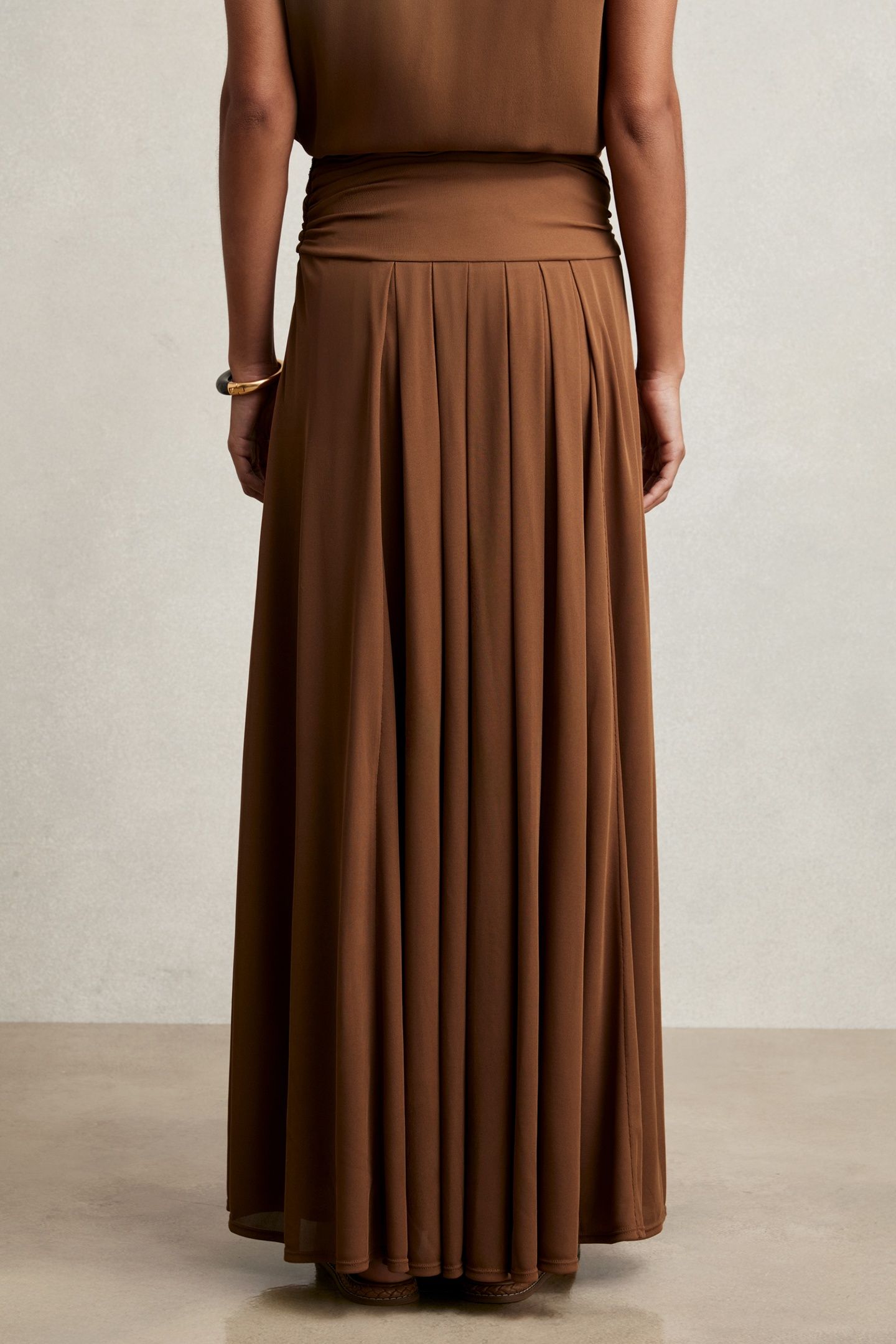 JERSEY MAXI SKIRT TAN BROWN 3