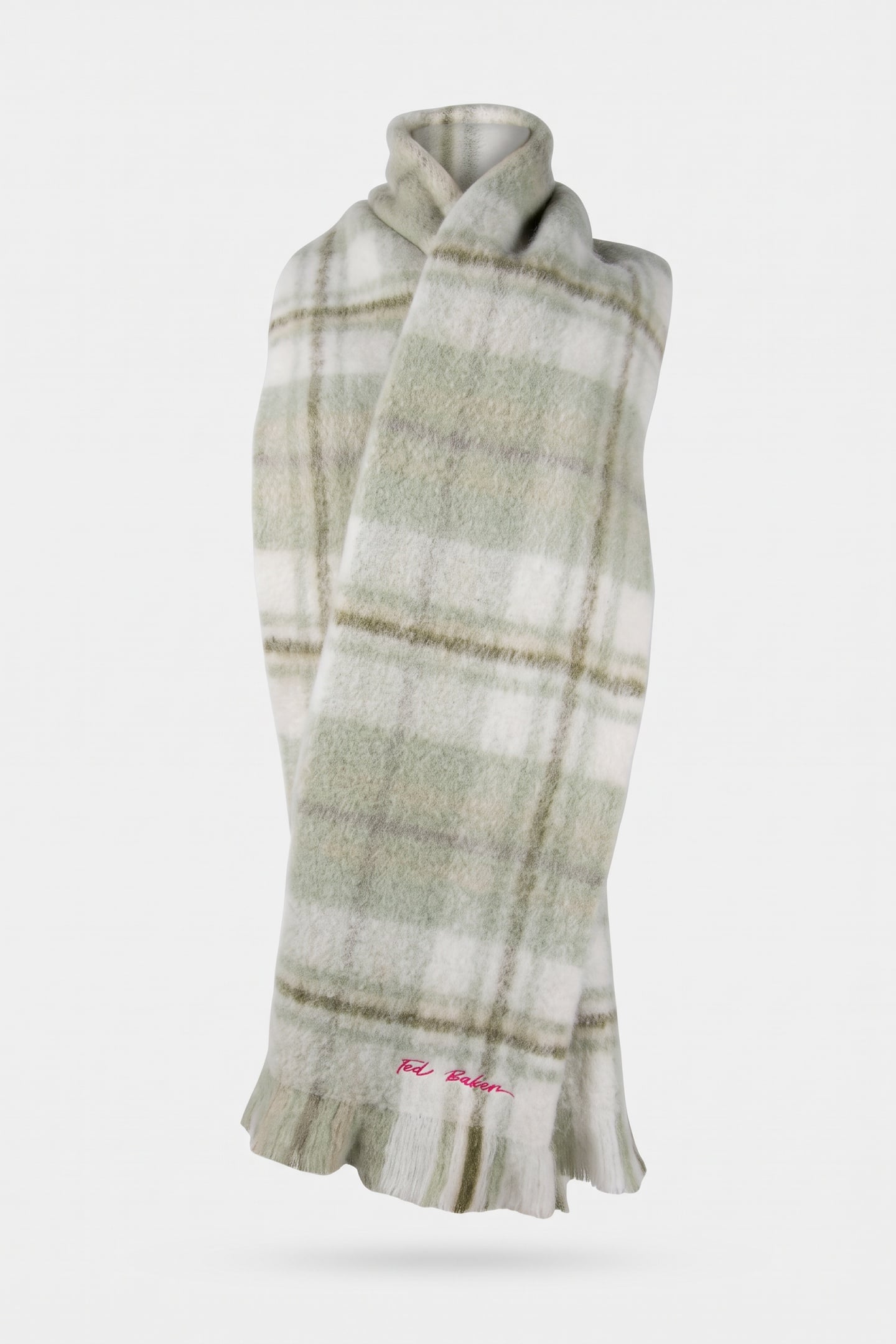 CHELLIS CHECKED WOVEN SCARF GREEN 3