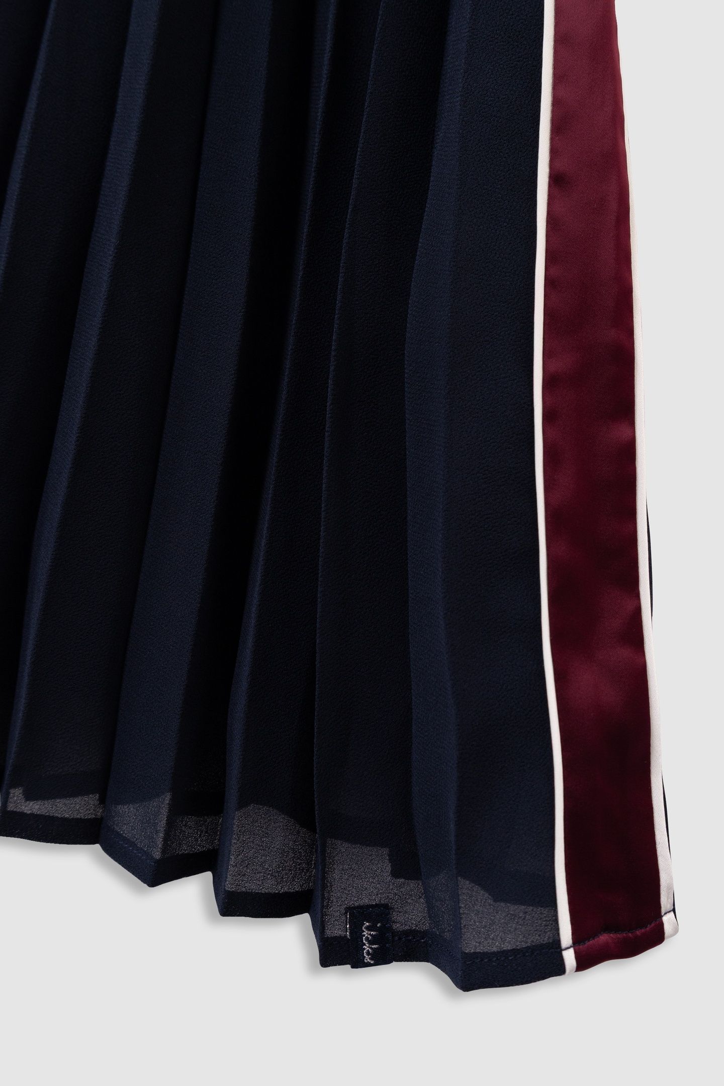 GIRLS’ NAVY PLEATED LONG SKIRT WITH SIDE STRIPES 5