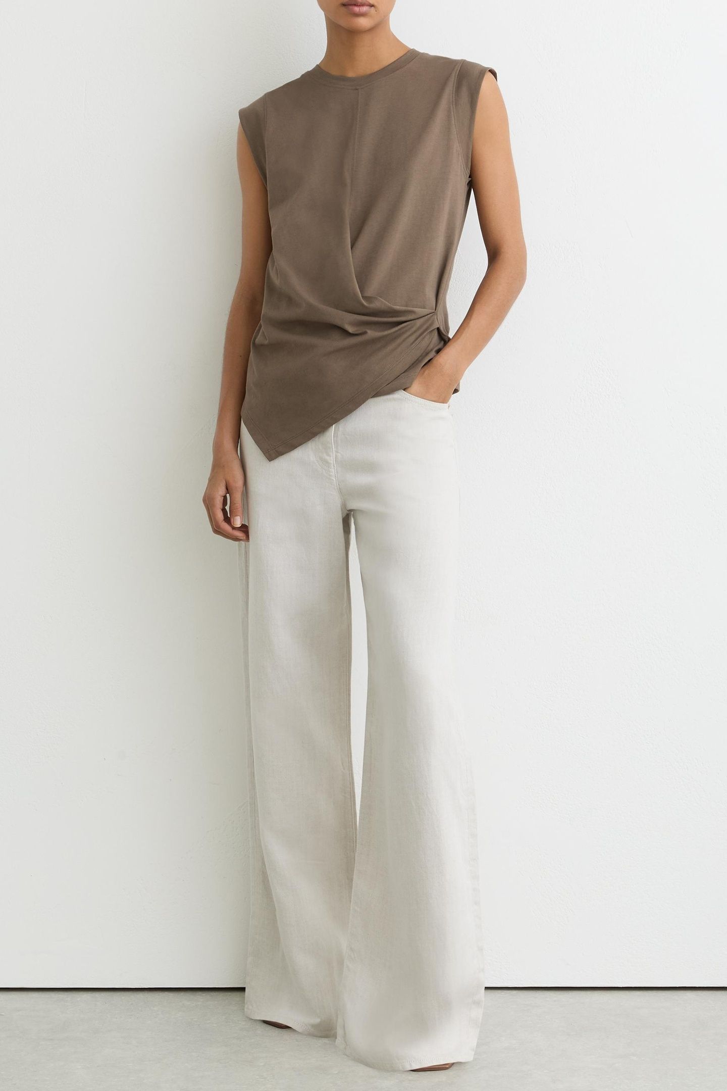 DRAPE CREW NECK T-SHIRT KHAKI GREEN 2