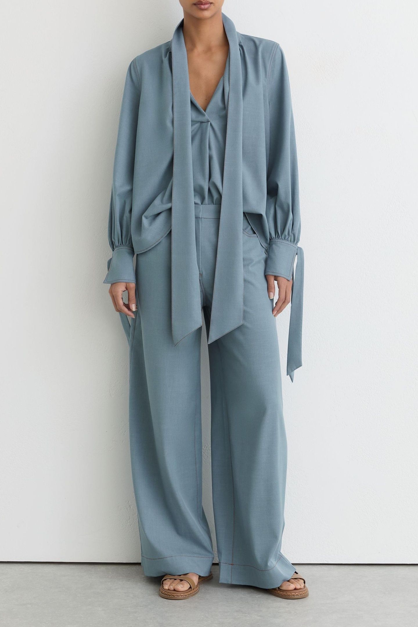 DENIM LOOK WIDE LEG TROUSER LIGHT BLUE 5