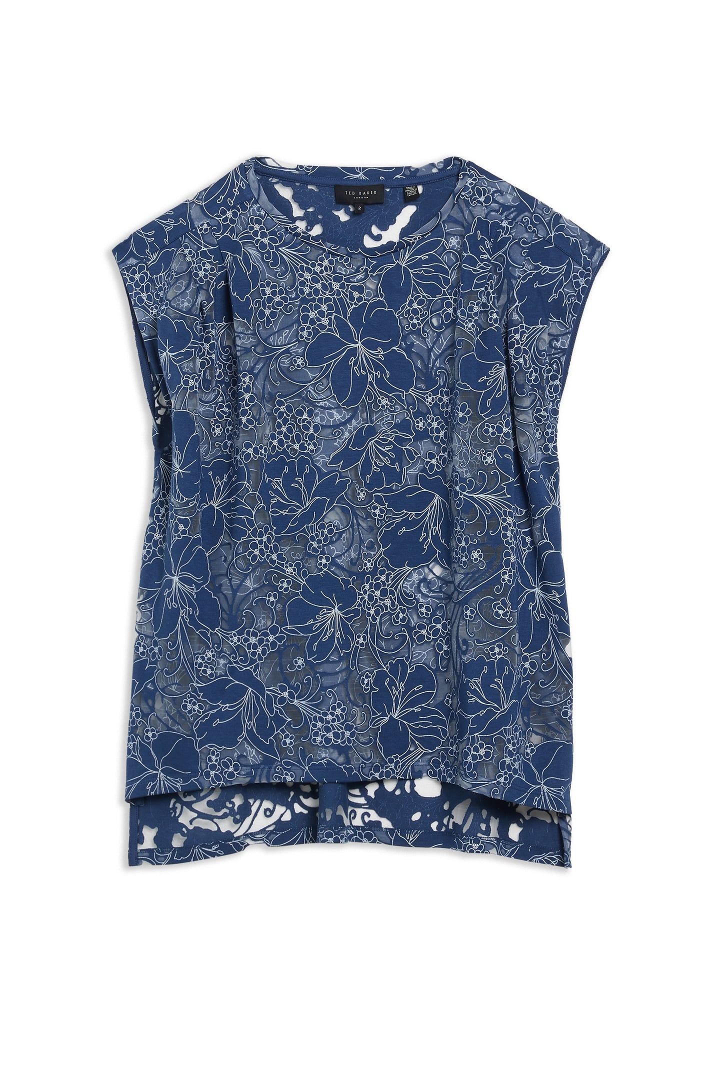 VLEENA PRINTED BURNOUT VEST TOP BLUE 3