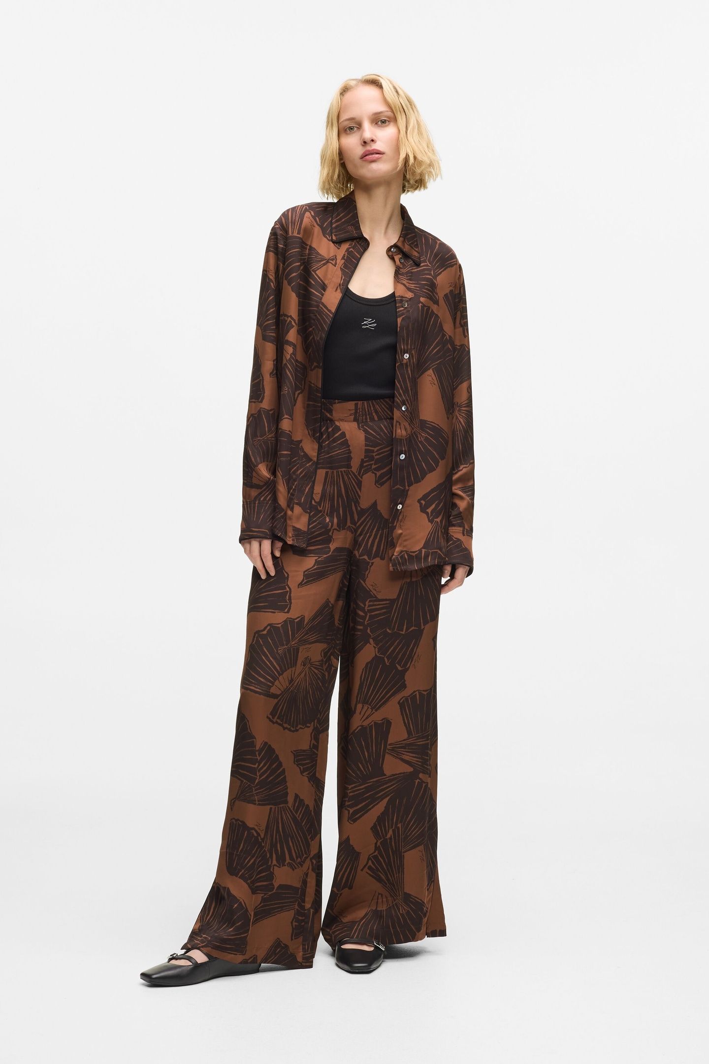 PRINTED FLUID PANTS GRAPHIC FAN FRIAR BROWN 2