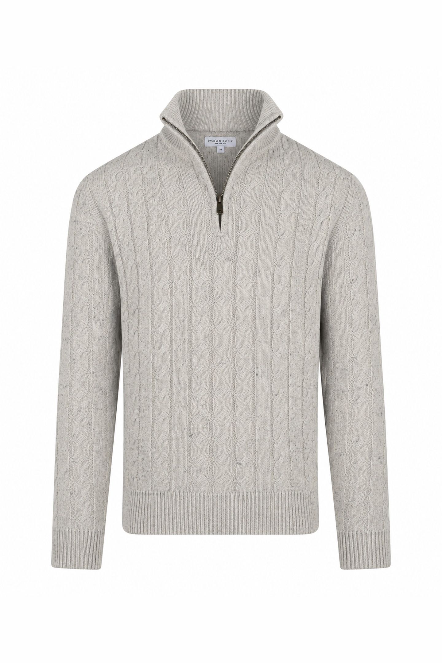 CABLE ZIP MOCK SWEATER MEDIUM GREY MELANGE 1