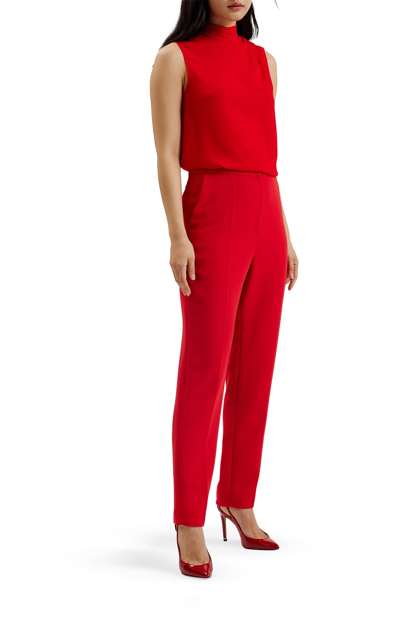 SURKA SLEEVELESS NECK TIE TOP RED 4