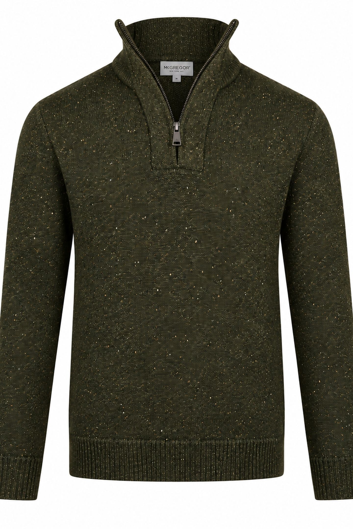ZIP MOCK FISHERMANS SWEATER DARK OLIVE 1